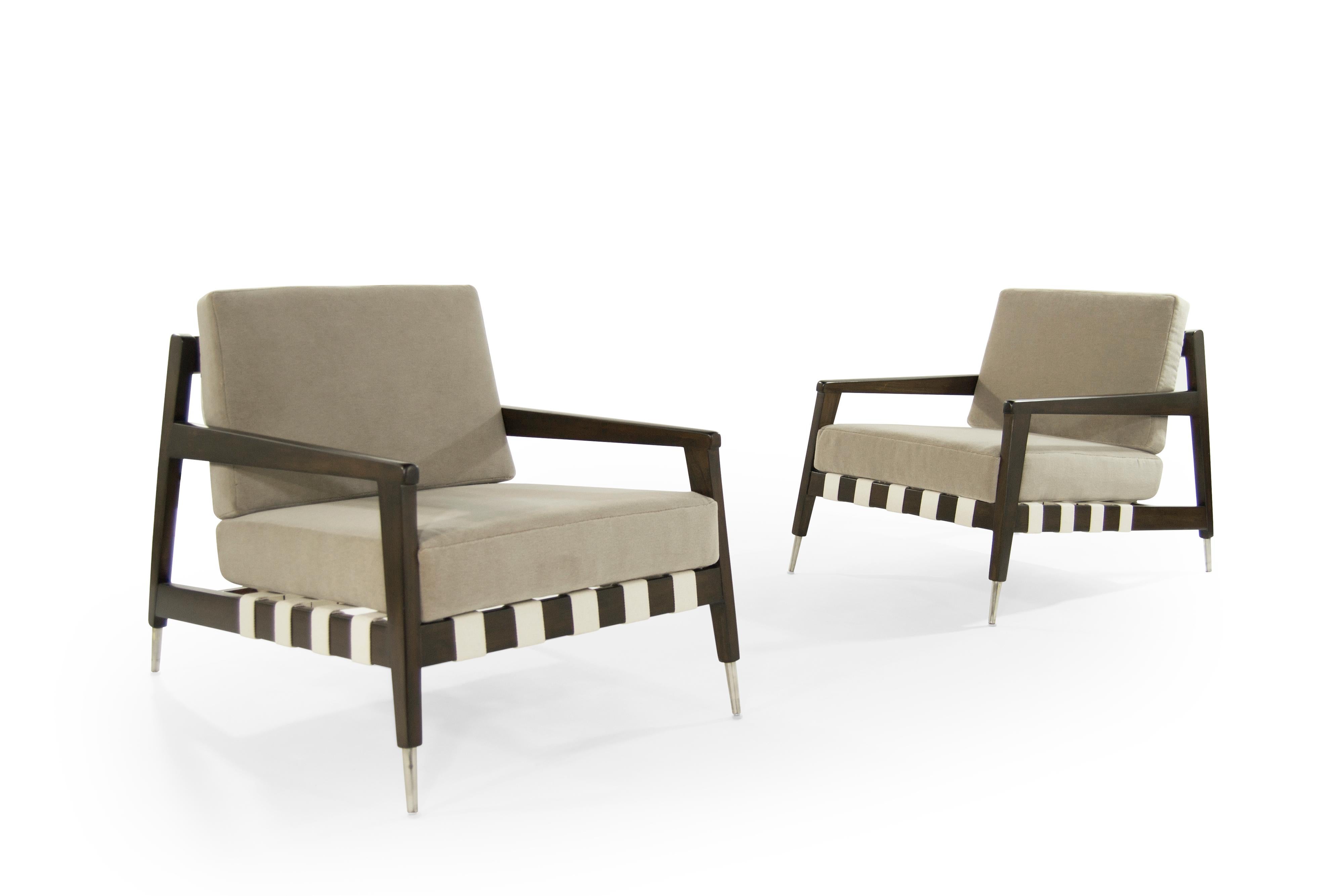 20th Century Rare Edmond Spence Strapped Lounge Chairs