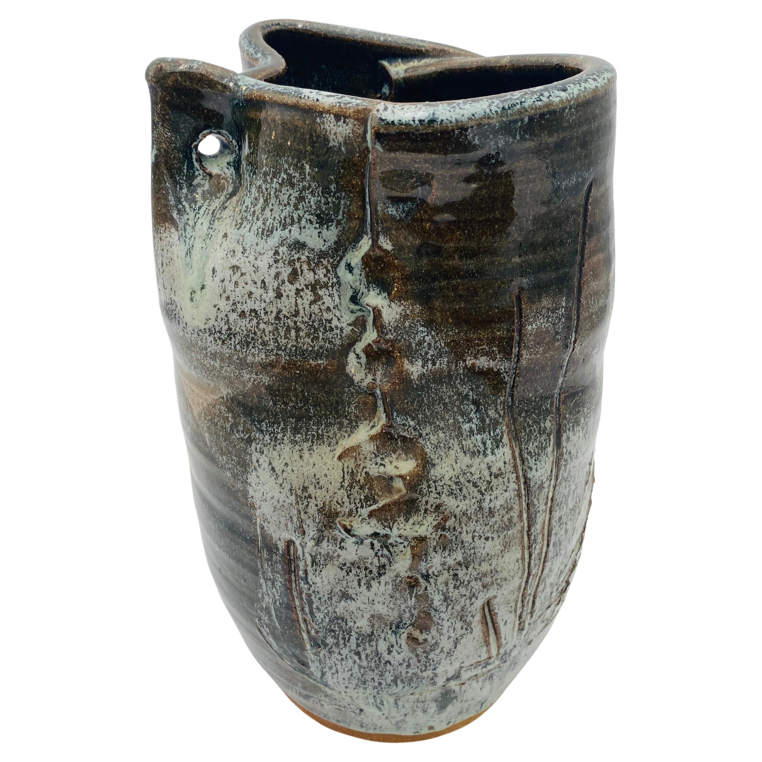 Rare Edmund Ronaky California Art Pottery Vase Signed