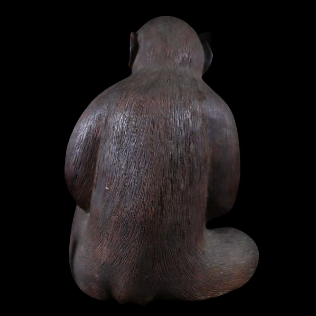 Rare Edo Period traditional Dojin-yaki finely Carved Monkey Figurine For Sale 8