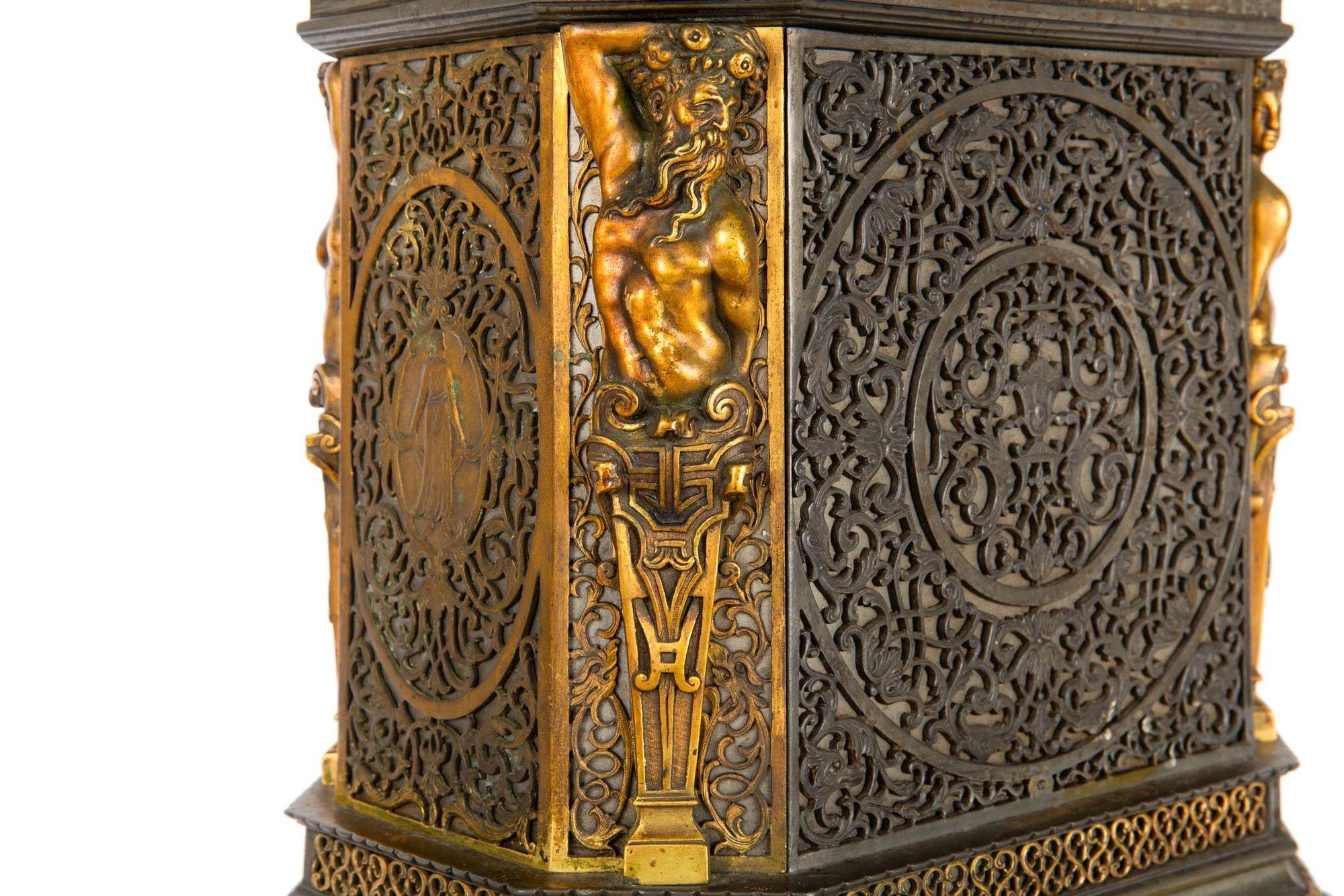 Rare Edward Caldwell Art Nouveau Domed Architectural Bronze Clock For Sale 3