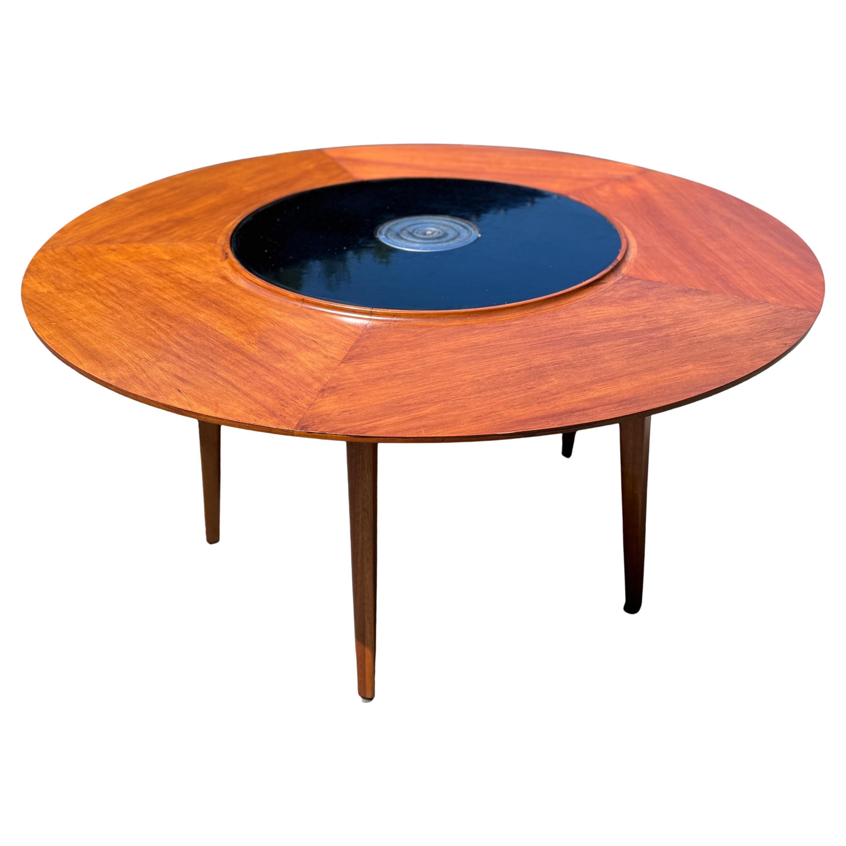 Raro Edward Wormley para Dunbar Lazy Susan Mesa de comedor de nogal MCM en venta