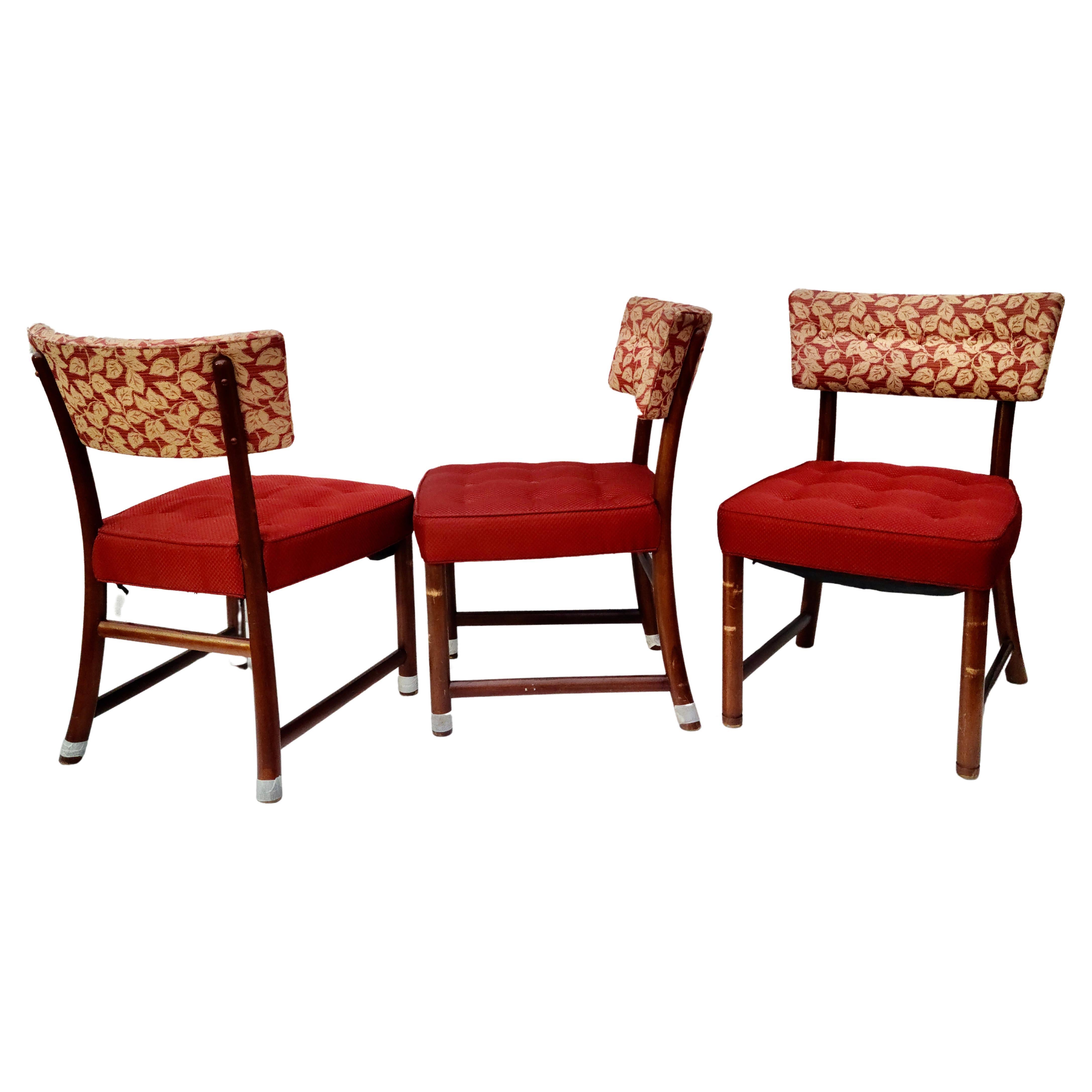 Fabric Rare Edward Wormley for Dunbar Saber Leg Dining Chair For Sale