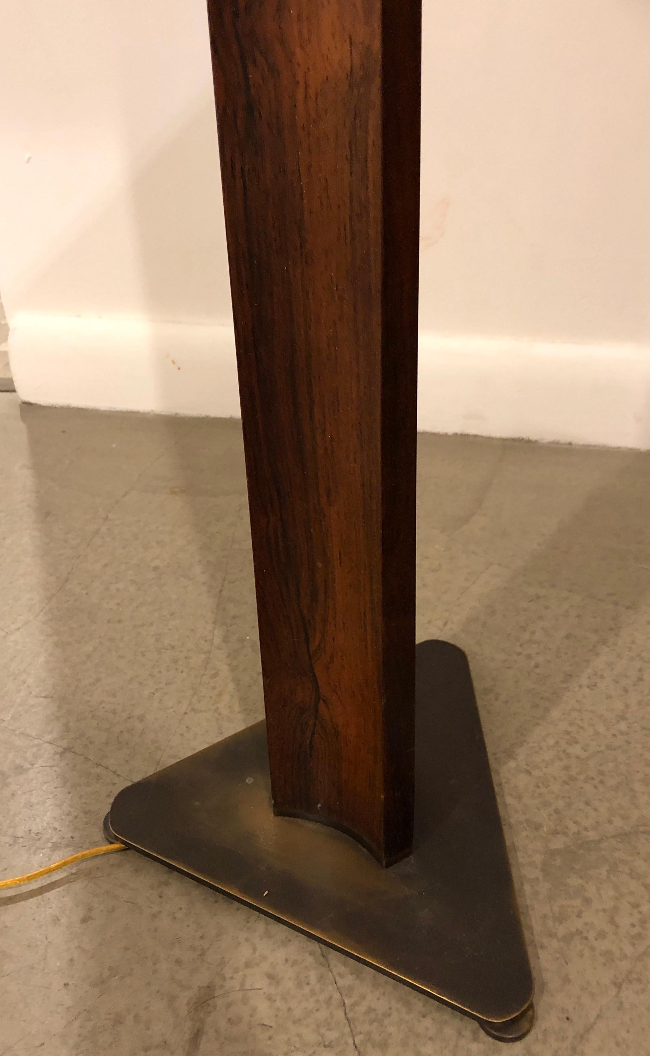 American Rare Edward Wormley Rosewood and Brass Floor Lamp for Hansen