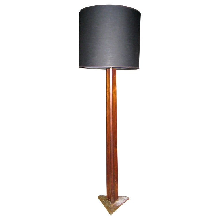 Rare Edward Wormley Rosewood and Brass Floor Lamp for Hansen 1
