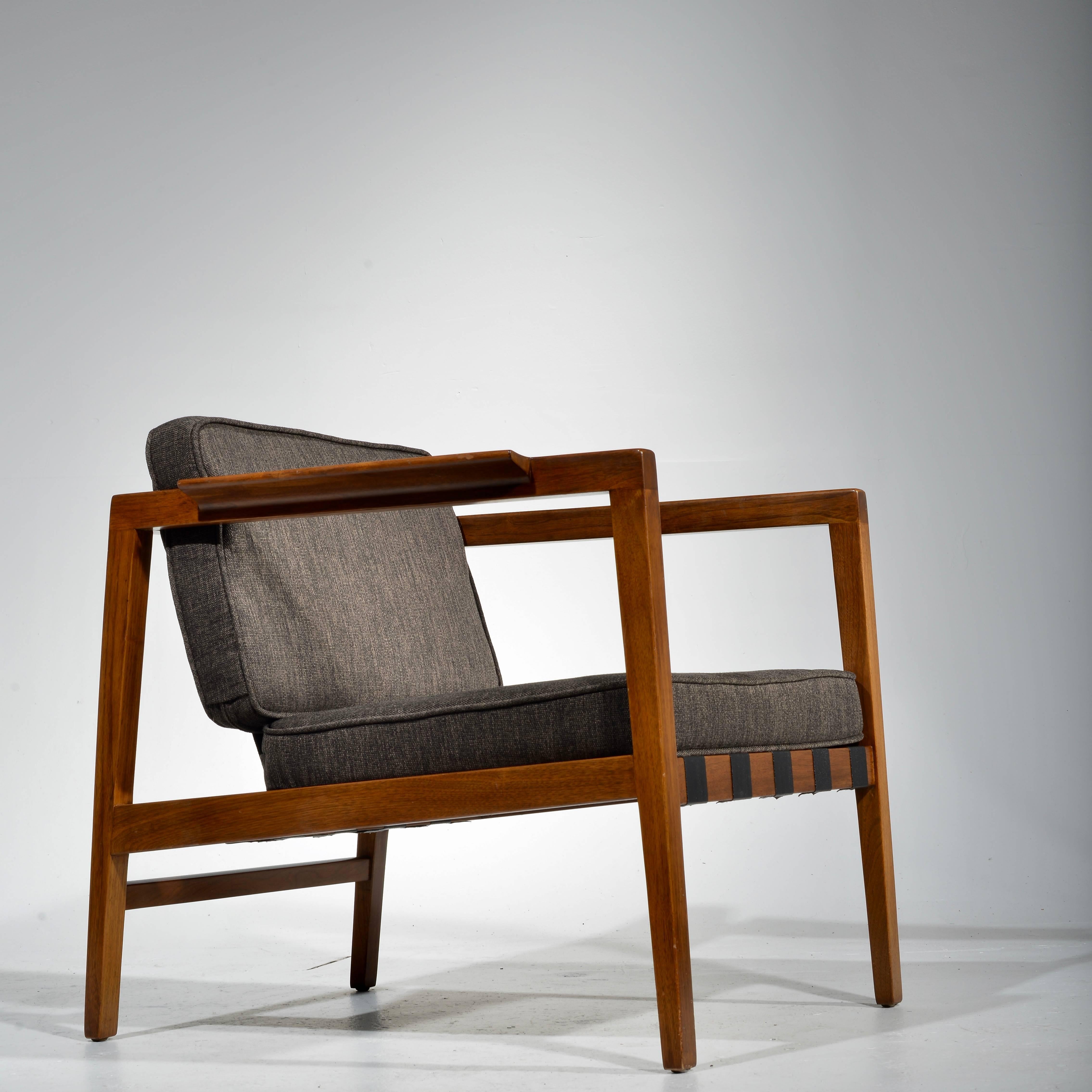 Mid-Century Modern Rare Edward Wormley Walnut Open-Arm Lounge Chair