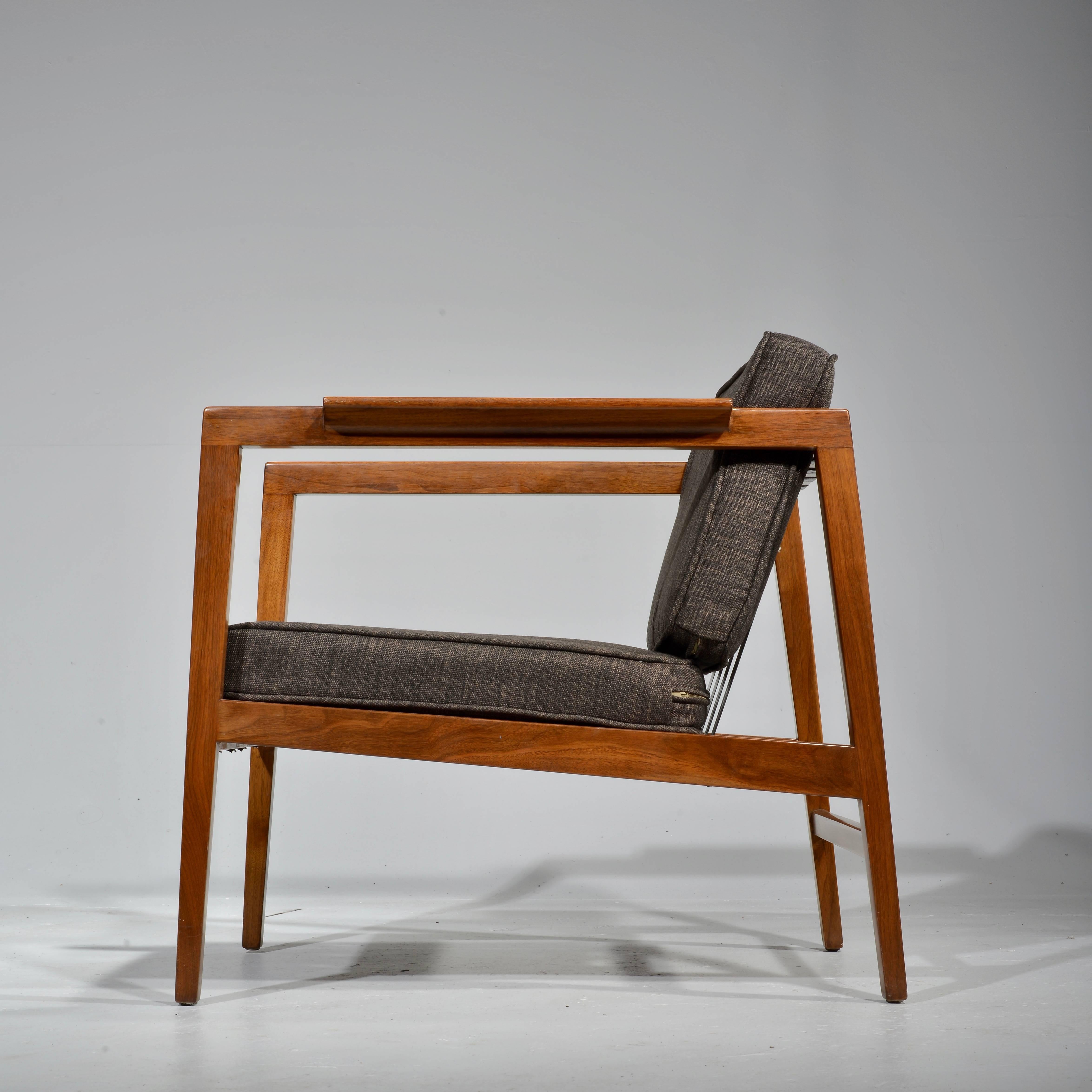 Mid-20th Century Rare Edward Wormley Walnut Open-Arm Lounge Chair