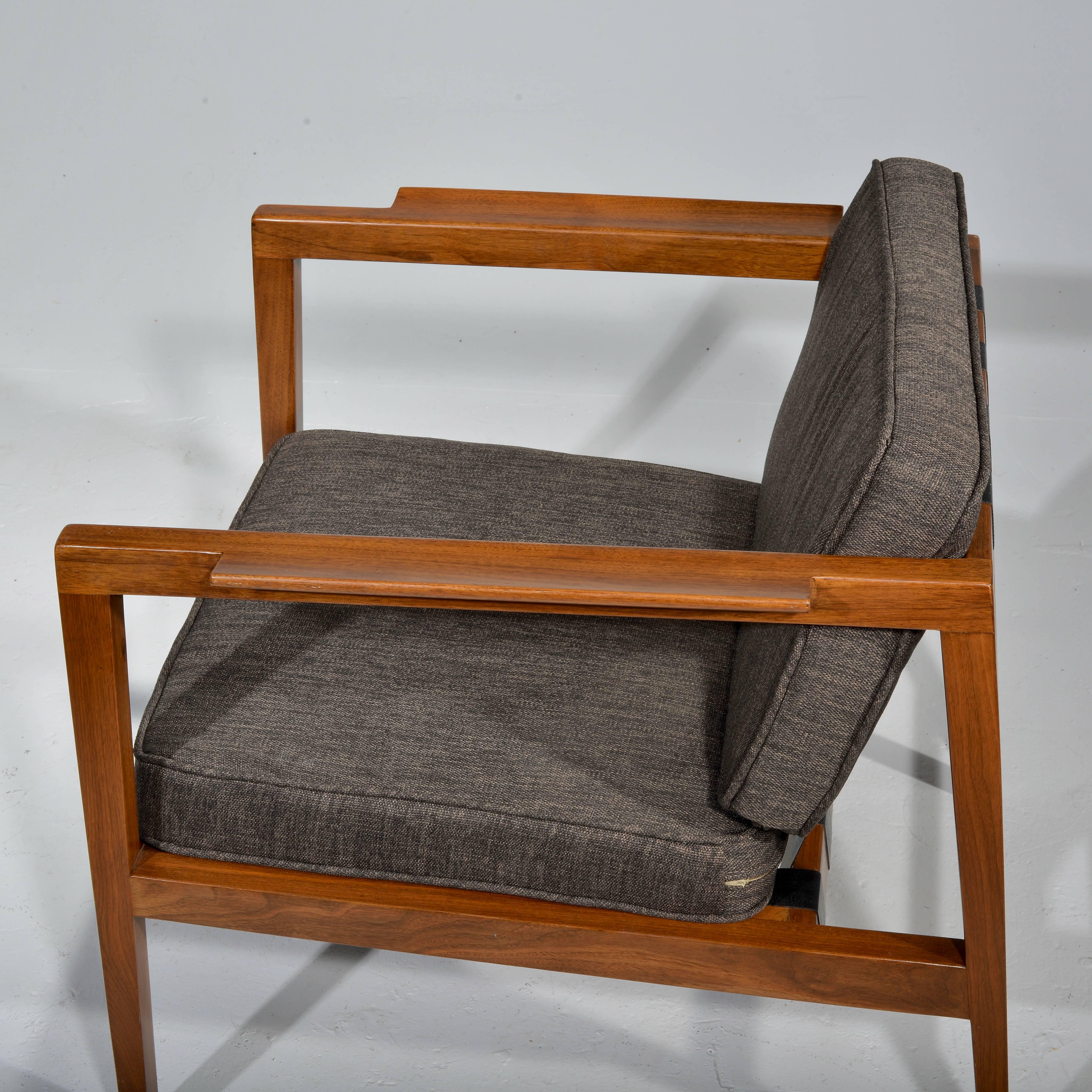 Upholstery Rare Edward Wormley Walnut Open-Arm Lounge Chair