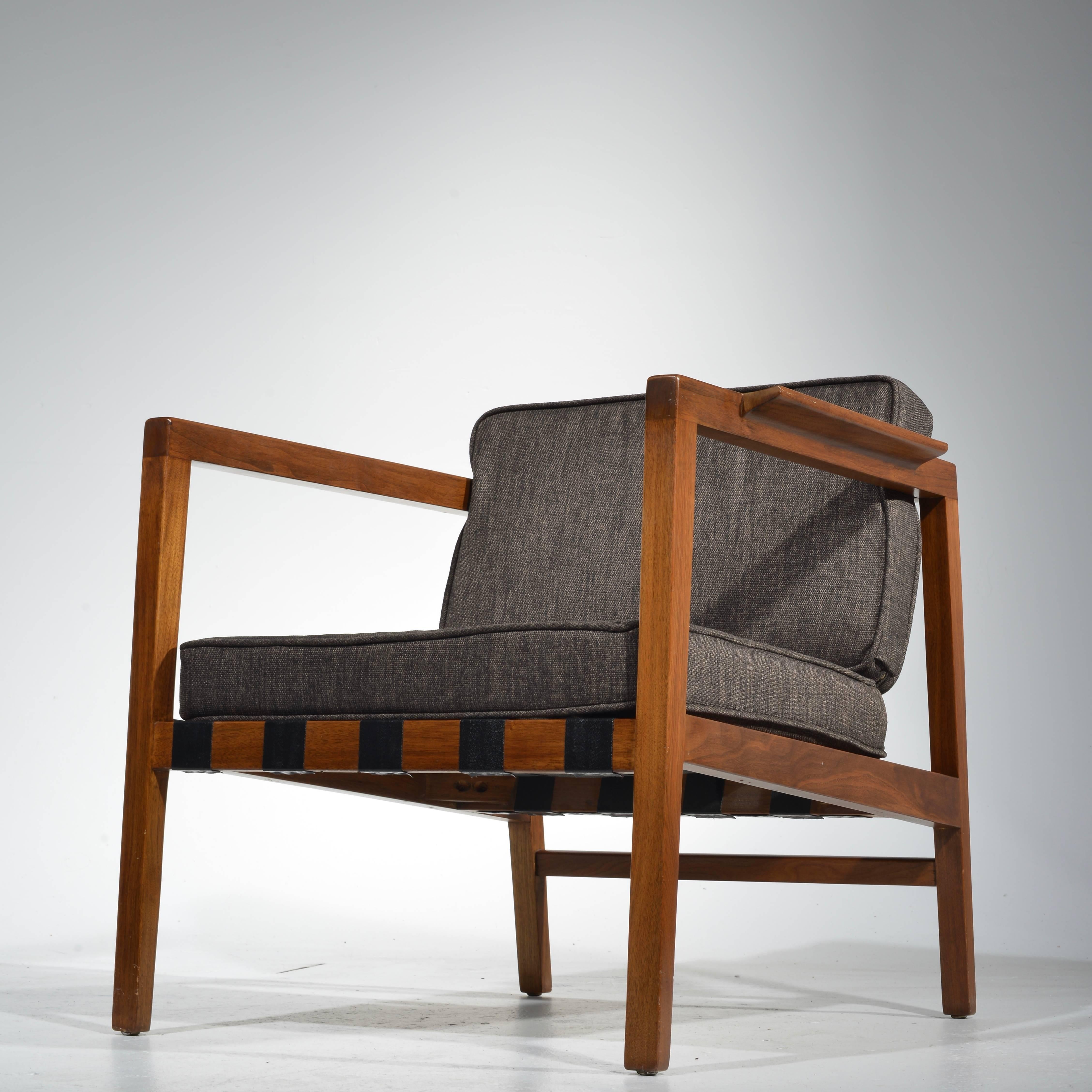 Rare Edward Wormley Walnut Open-Arm Lounge Chair 1