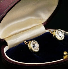 Rare Edwardian 1.90 Ct Diamond Solitaire Ear Lobe Original 18 Karat Gold Mount