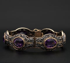 Rare Edwardian 30.0 Carat Natural Siberian Amethyst Masterpiece Bracelet