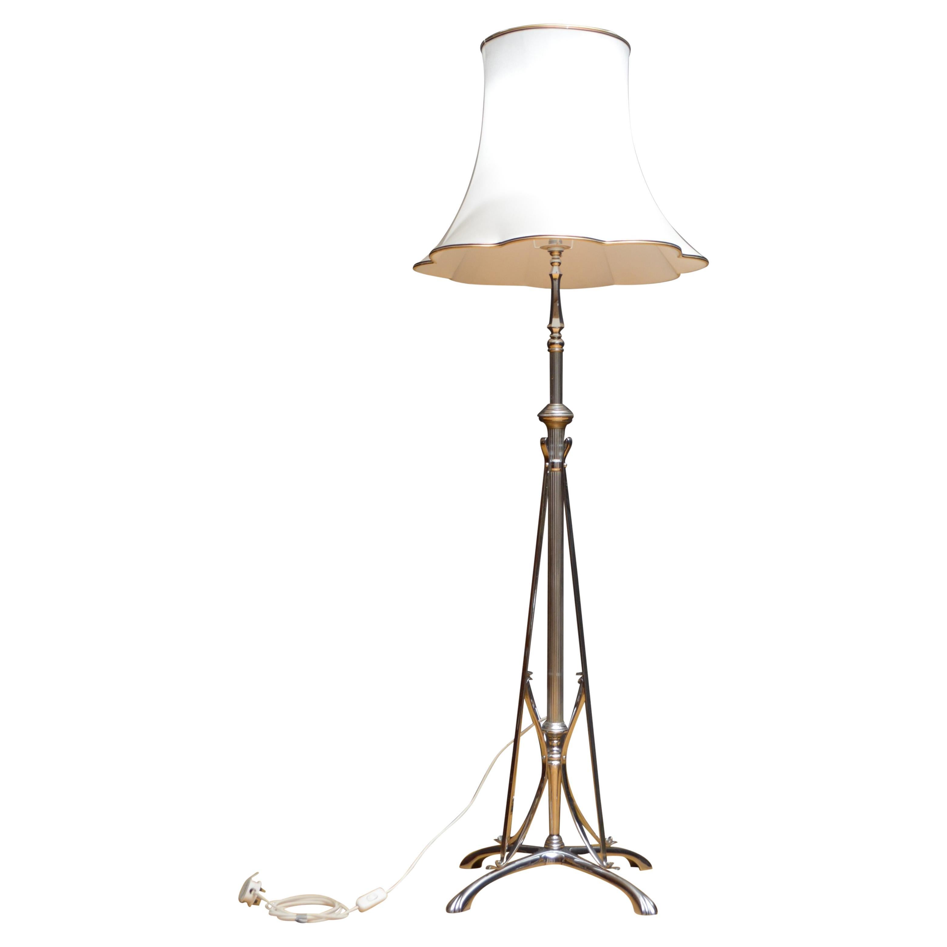 Seltene edwardianische Chrom-Stehlampe im Angebot