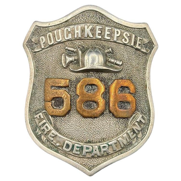Rare Edwardian Era Poughkeepsie NY Fire Department Badge Dutchess County Badge For Sale