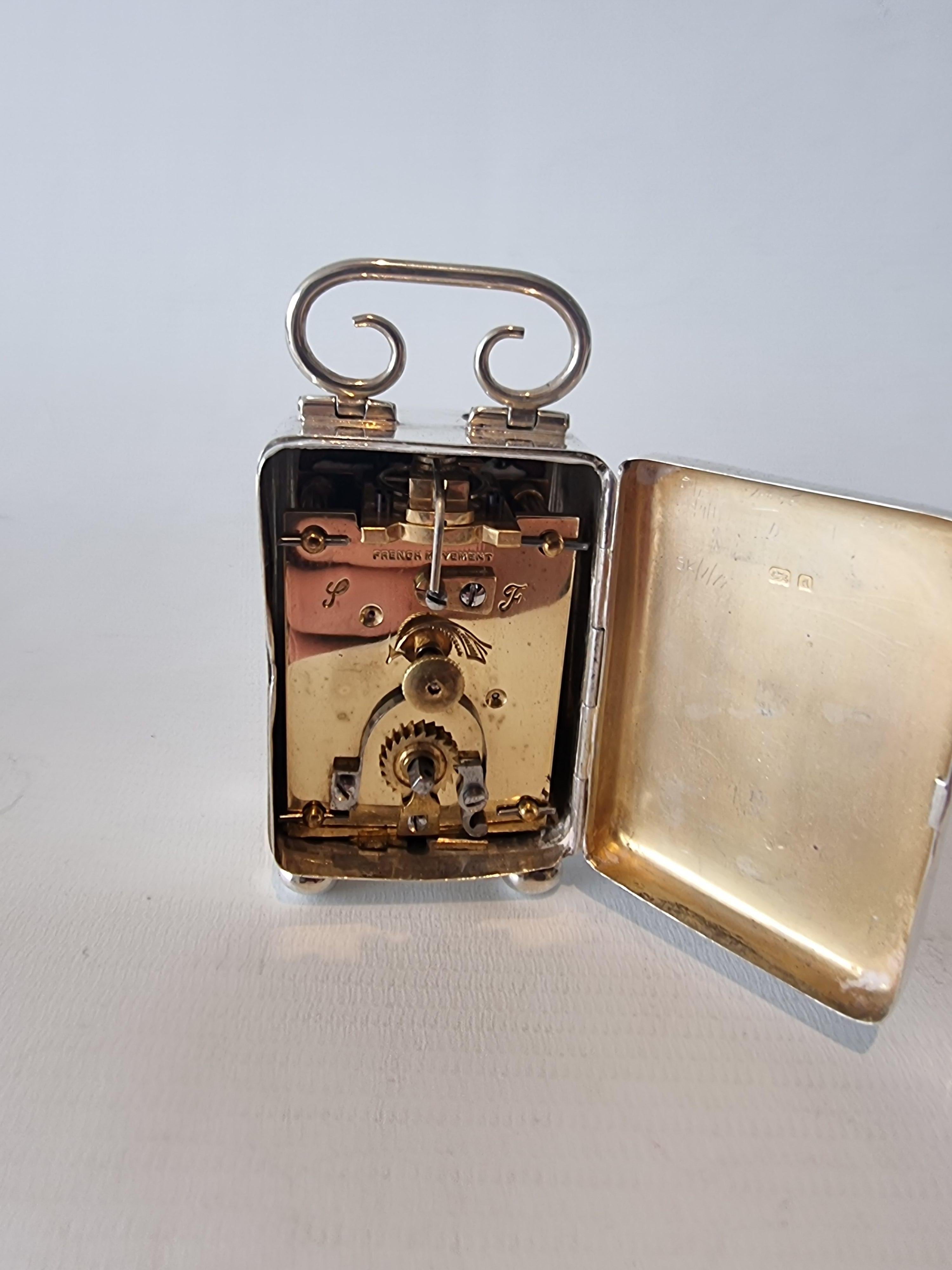 Seltene Edwardian Shibayama und Silber Miniatur Kutsche Uhr im Angebot 1
