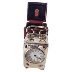 Used Rare Edwardian Shibayama and Silver Miniature Carriage Clock