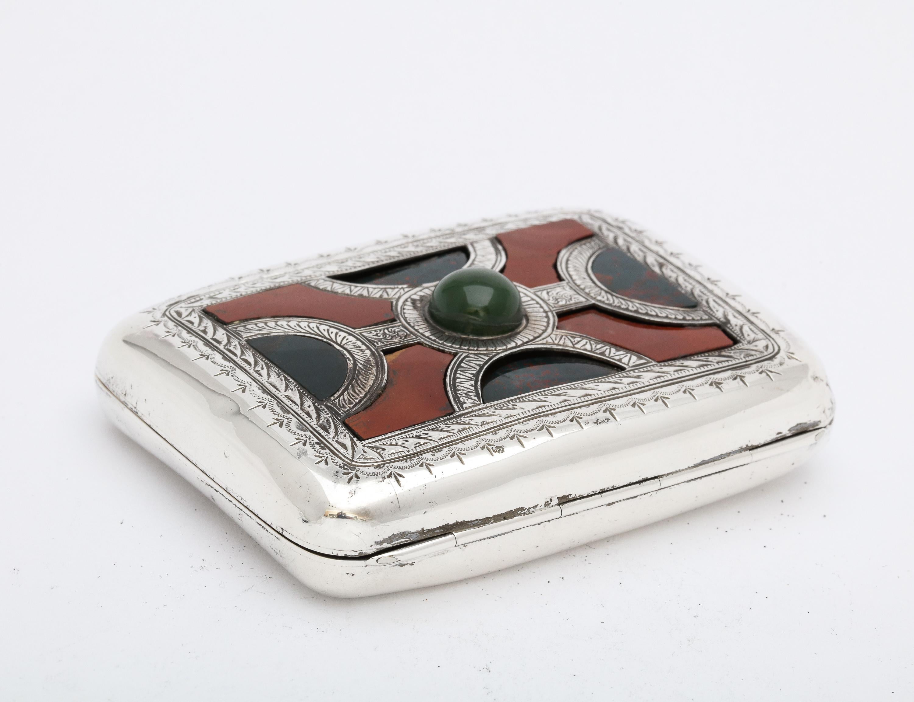 Rare Edwardian Sterling Silver and Scottish Agate Cigarette Case 9