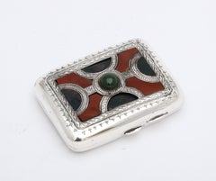 Rare Edwardian Sterling Silver and Scottish Agate Cigarette Case