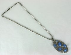 Rare Edwardian Style Early Trifari KTF Star Sapphire Art Deco Necklace