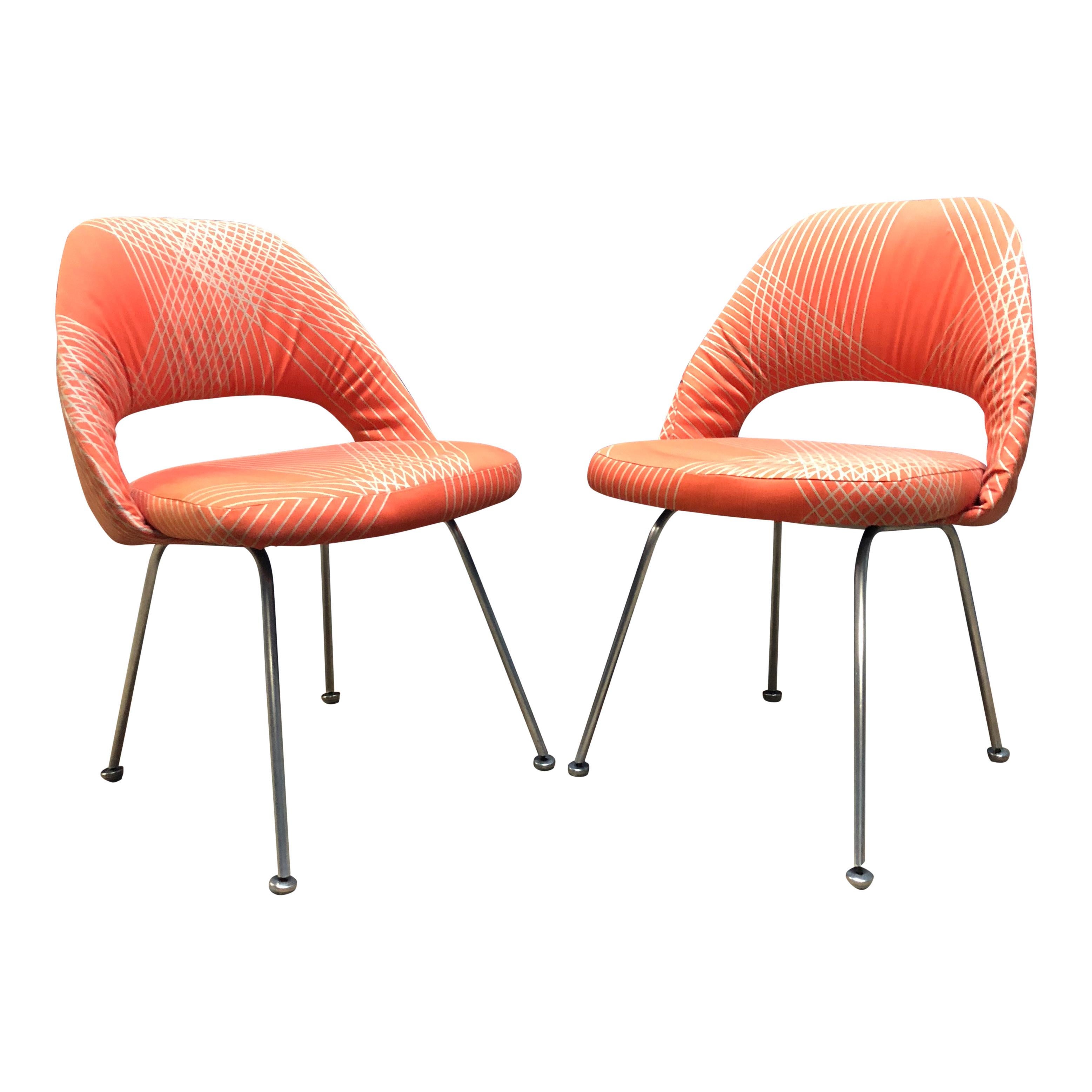 Rare Eero Saarinen for Knoll Chairs on Aluminum Legs