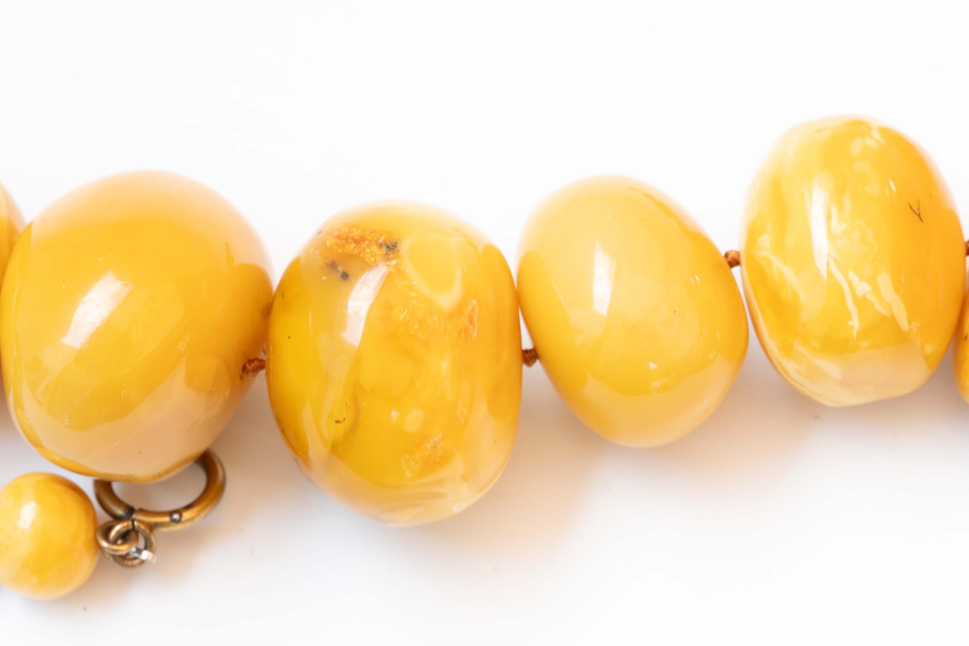 Rare Egg Yolk Baltic 237 gram with 14.5mm to 42mm beads Amber Necklace For Sale 3