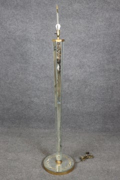 Rare Eglomise Paint Decorated Mirrored Floor Lamp Attributed Maison Jansen