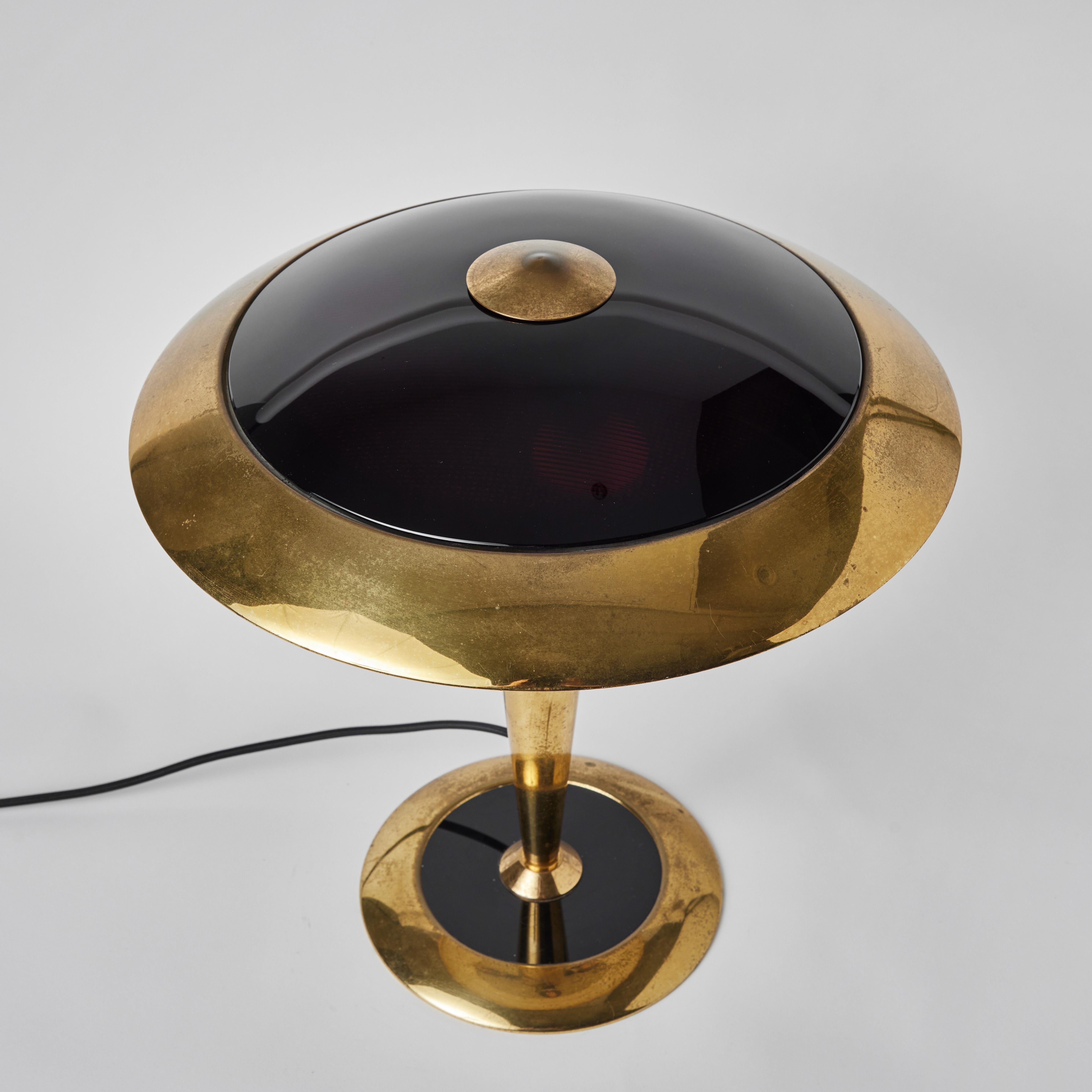 Rare Egoluce Brass & Glass Table Lamp with Original Manufacturer's Label 5