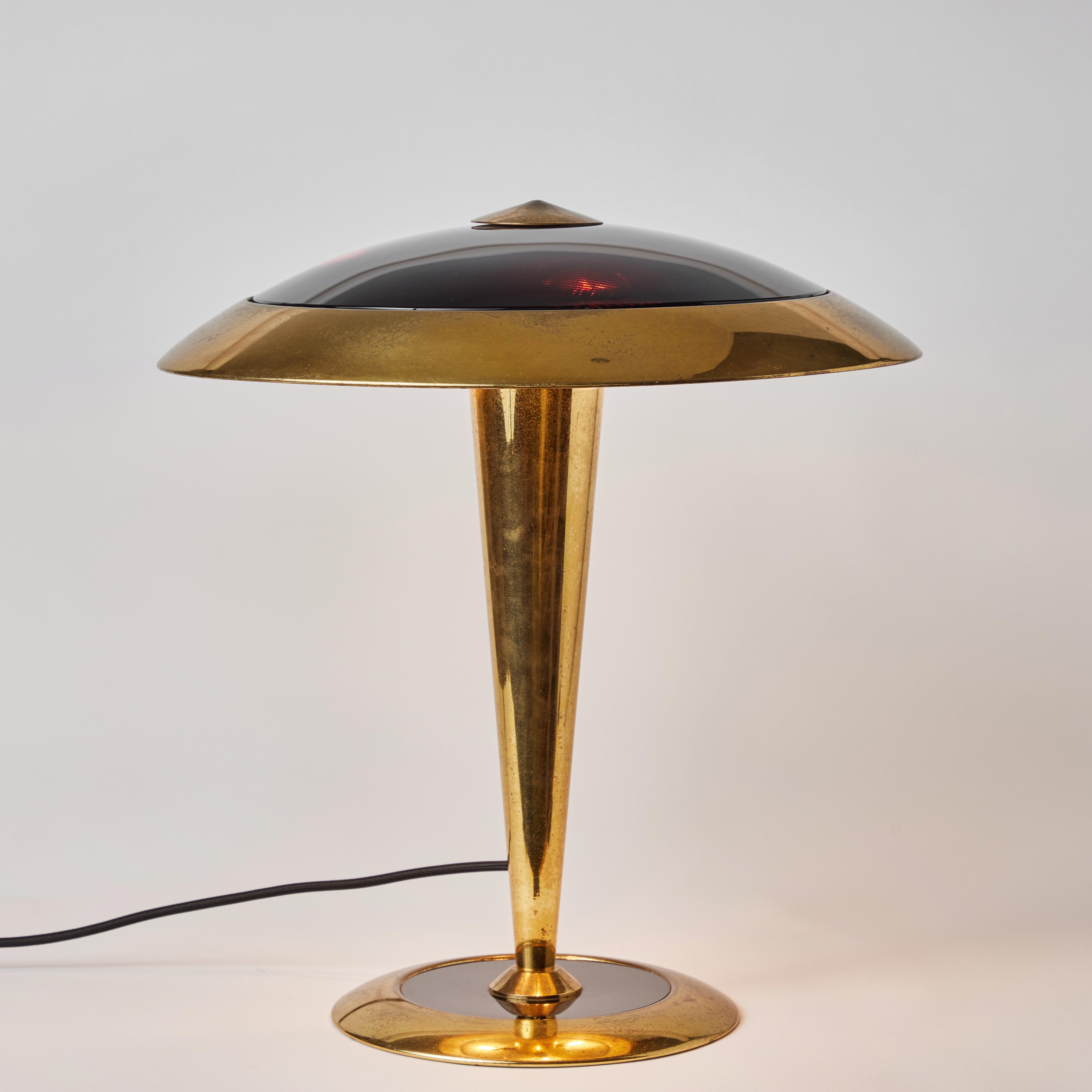 Rare Egoluce Brass & Glass Table Lamp with Original Manufacturer's Label 9