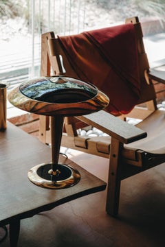 Rare lampe de bureau Egoluce en laiton et verre avec étiquette d'origine du fabricant