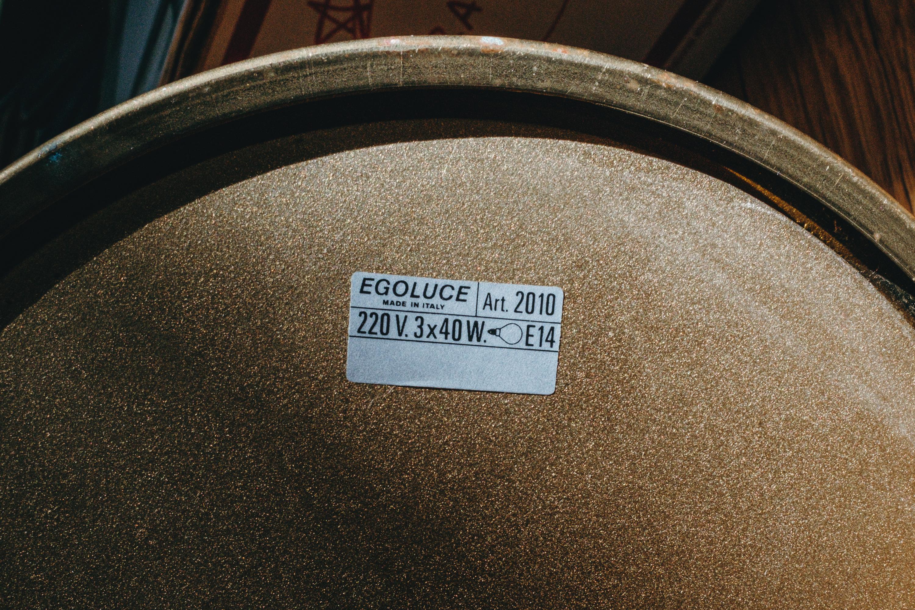 Metal Rare Egoluce Brass & Glass Table Lamp with Original Manufacturer's Label