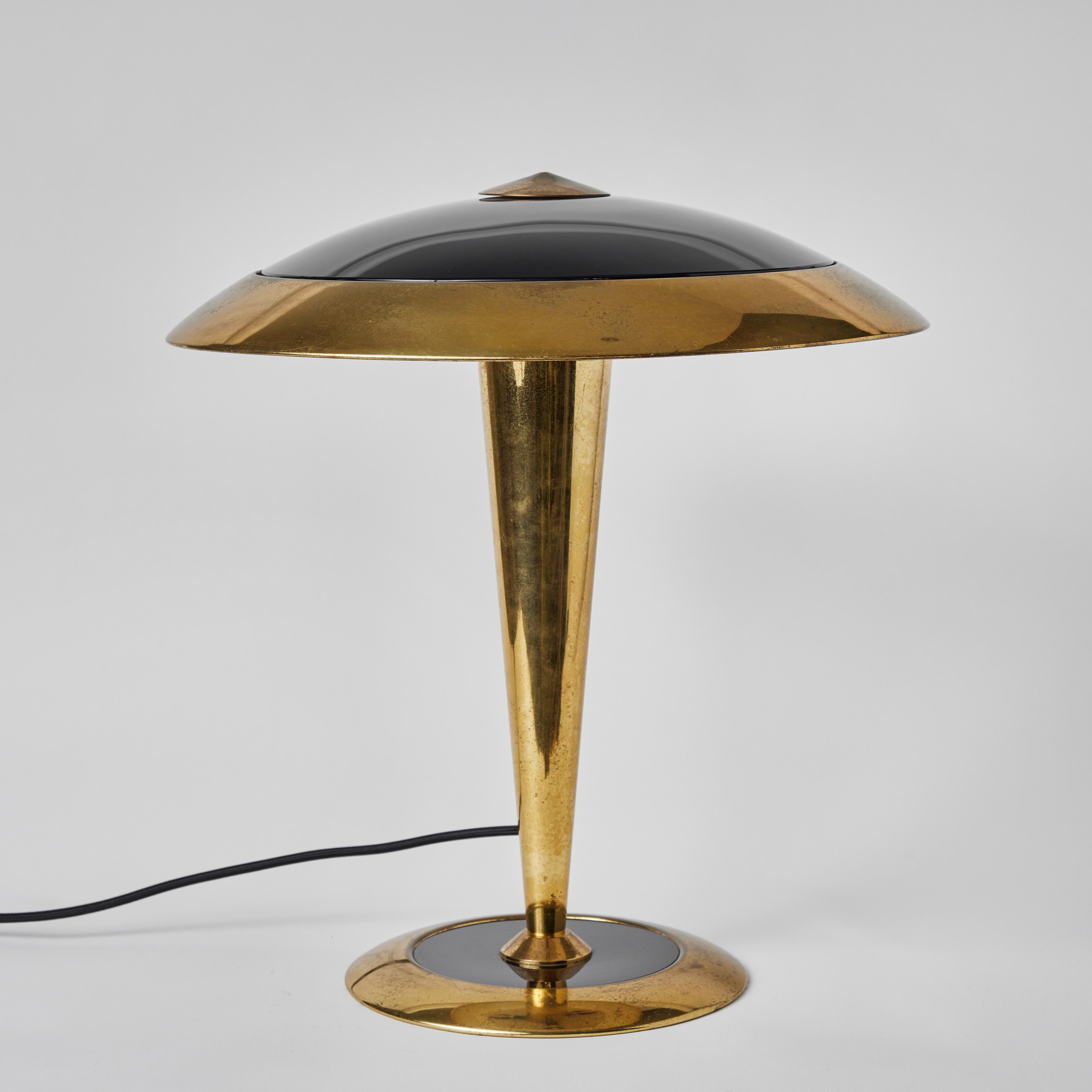 Rare Egoluce Brass & Glass Table Lamp with Original Manufacturer's Label 1