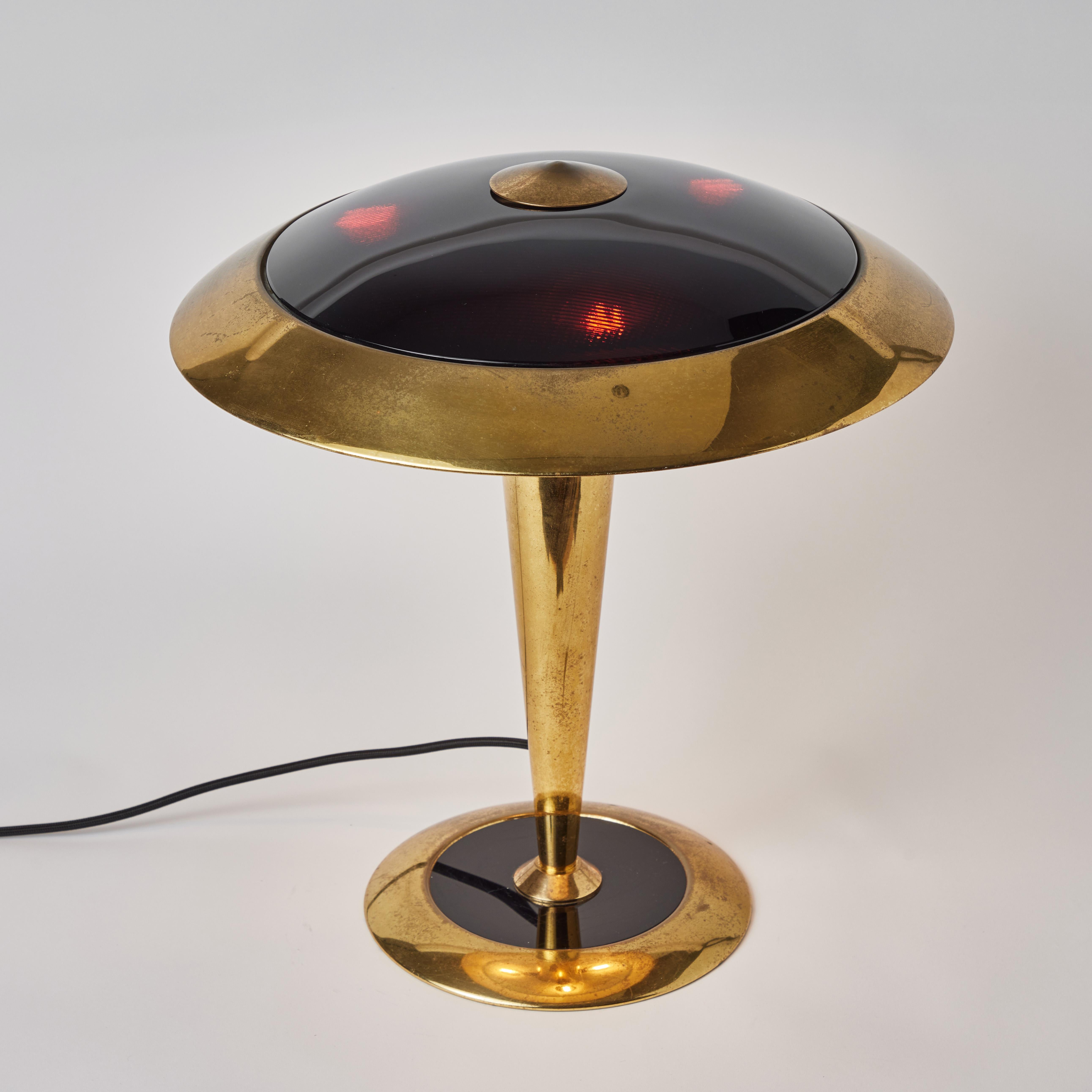 Rare Egoluce Brass & Glass Table Lamp with Original Manufacturer's Label 2