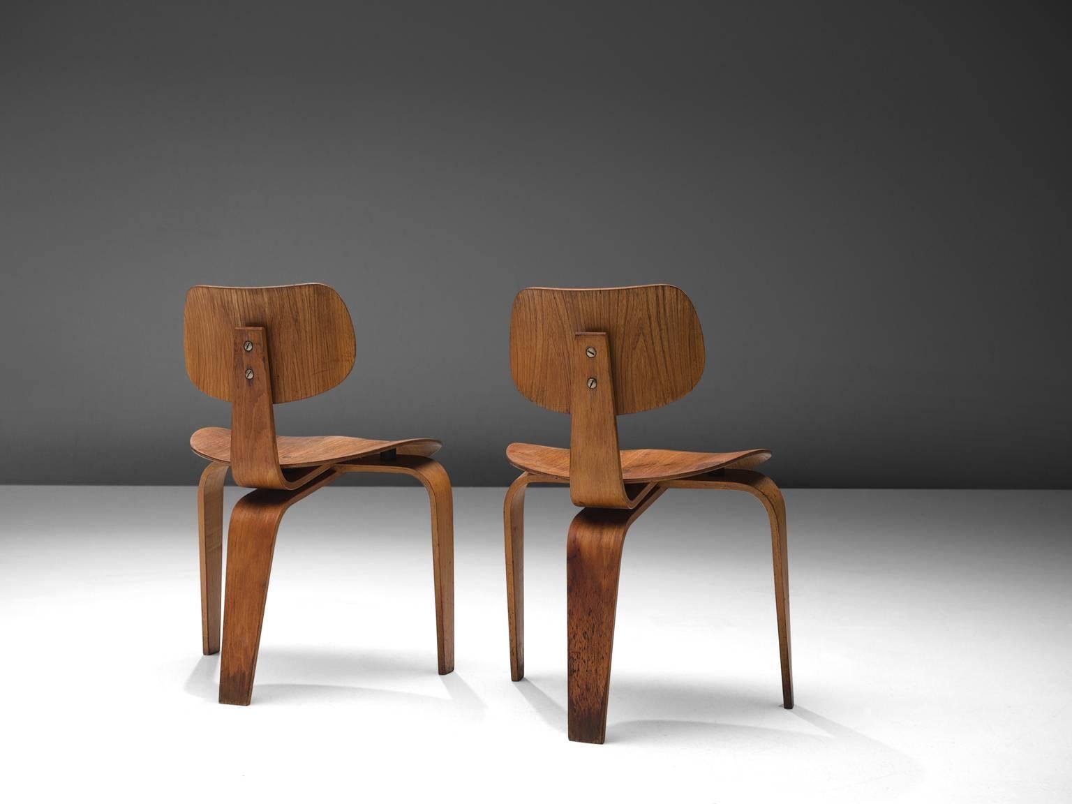 German Rare Egon Eiermann Pair of SE42 Plywood Chairs