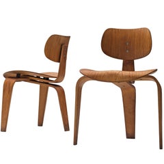 Rare Egon Eiermann Pair of SE42 Plywood Chairs