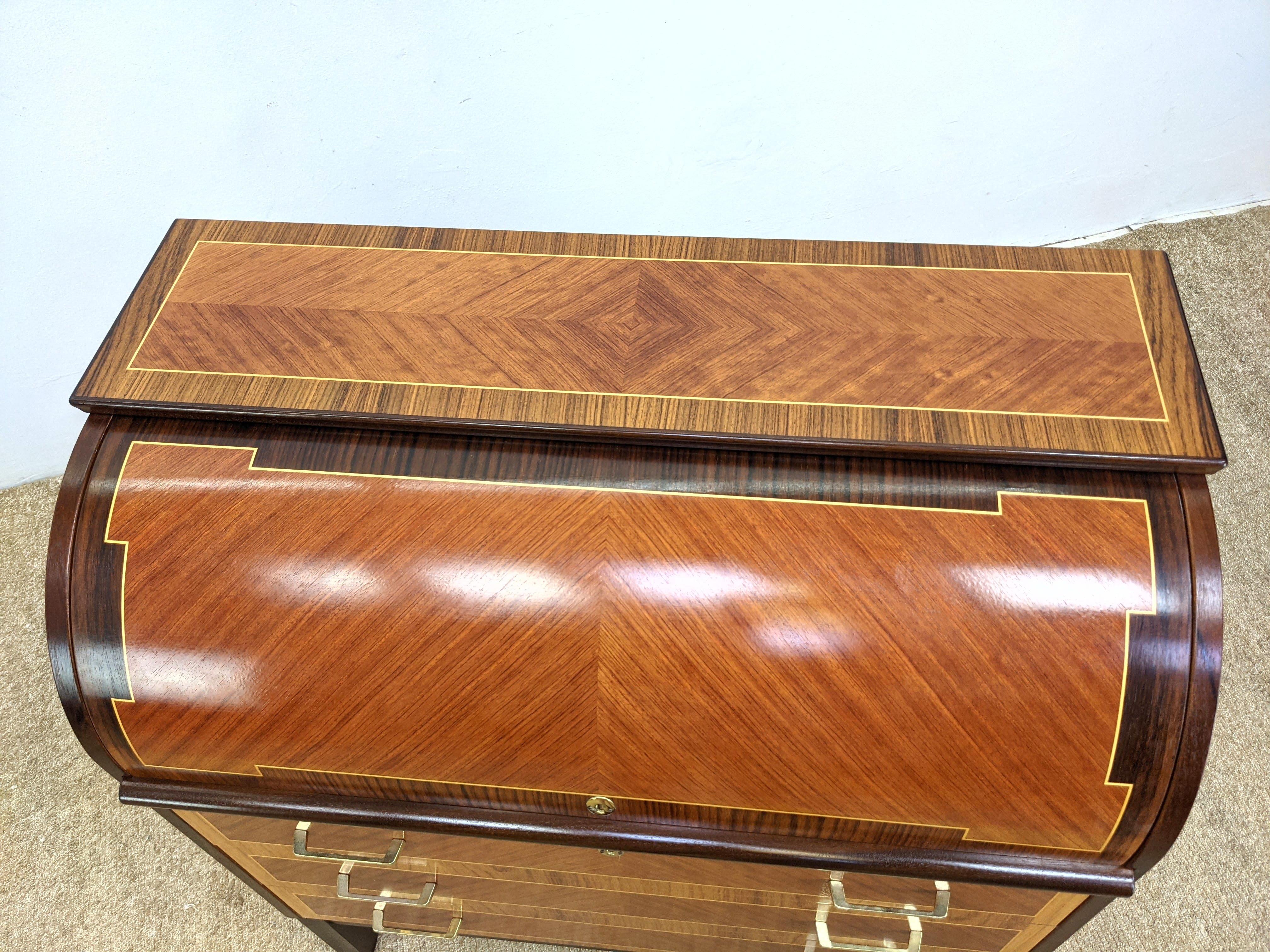Rara scrivania svedese Egon Ostergaard con piano a rotelle, abbinata a teak e palissandro in vendita 2