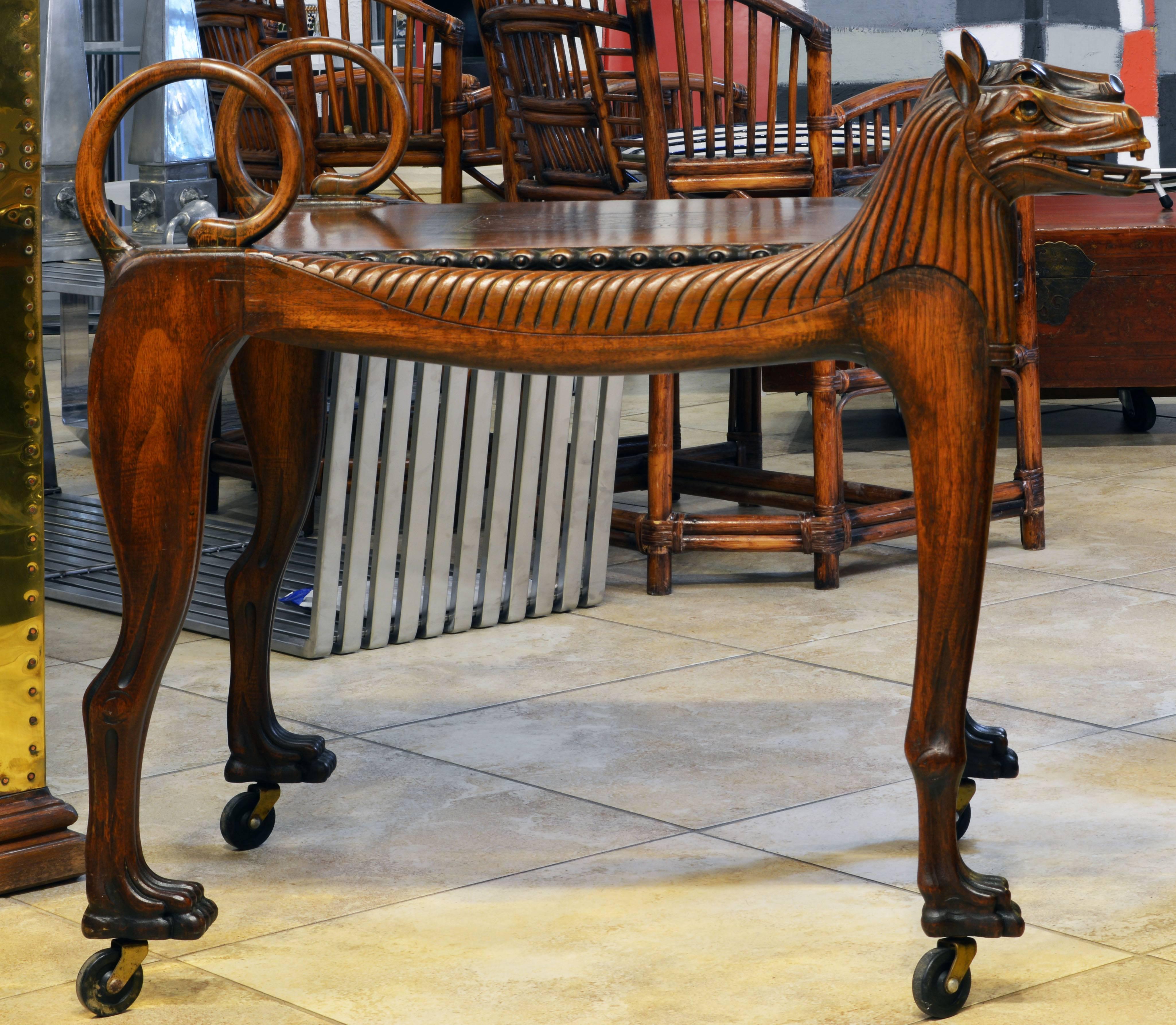 In the tomb of king Tutankhamun was found a funerary bed with stylized lions supports which must have been the inspiration for this table. In the 19th century everything Egyptian became a leading home decor trend and this unusual looking table was