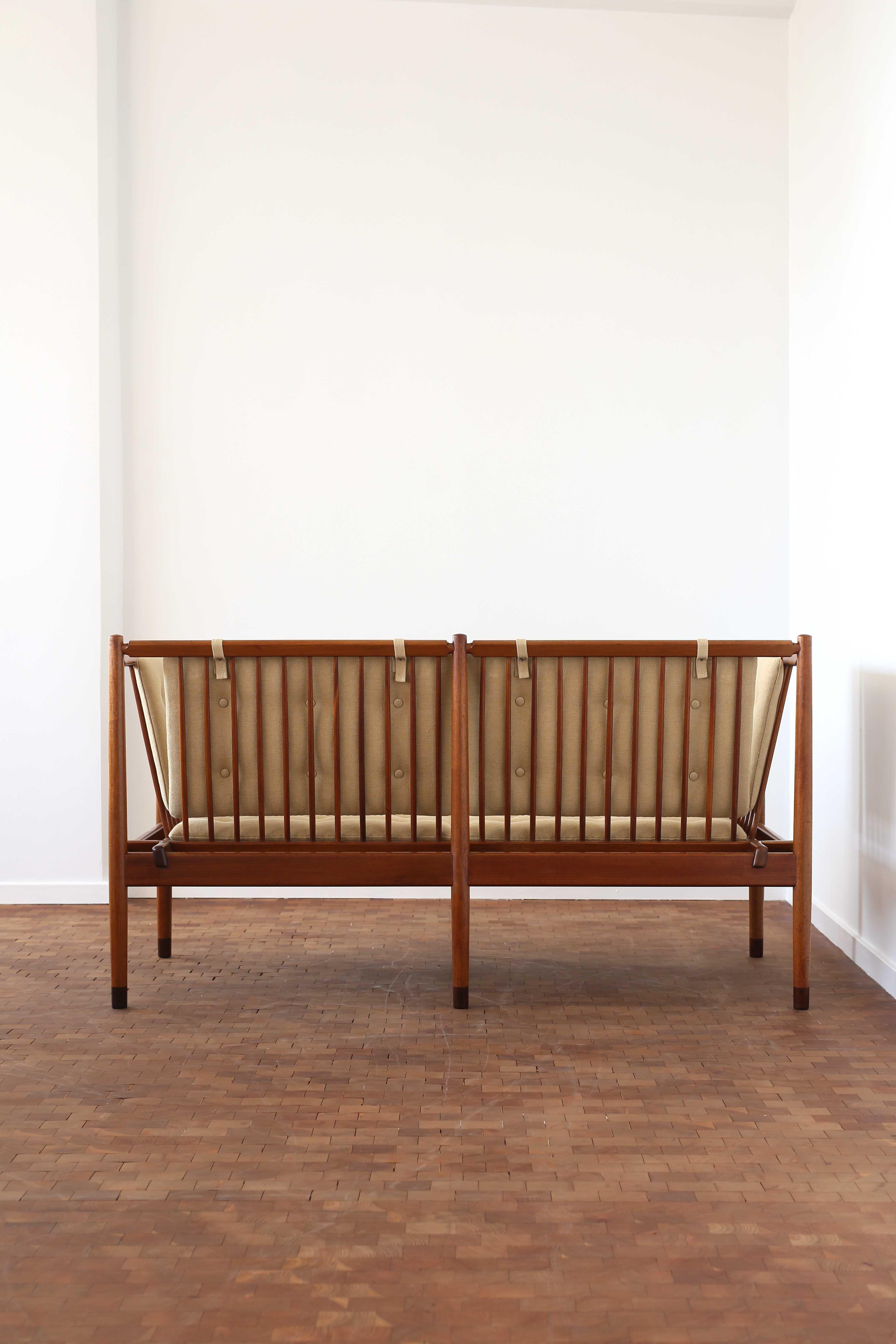 Rare canapé autoportant à dossier à rayons Ejner Larsen & Aksel Bender Madsen, 1947 Bon état - En vente à Copenhagen, DK