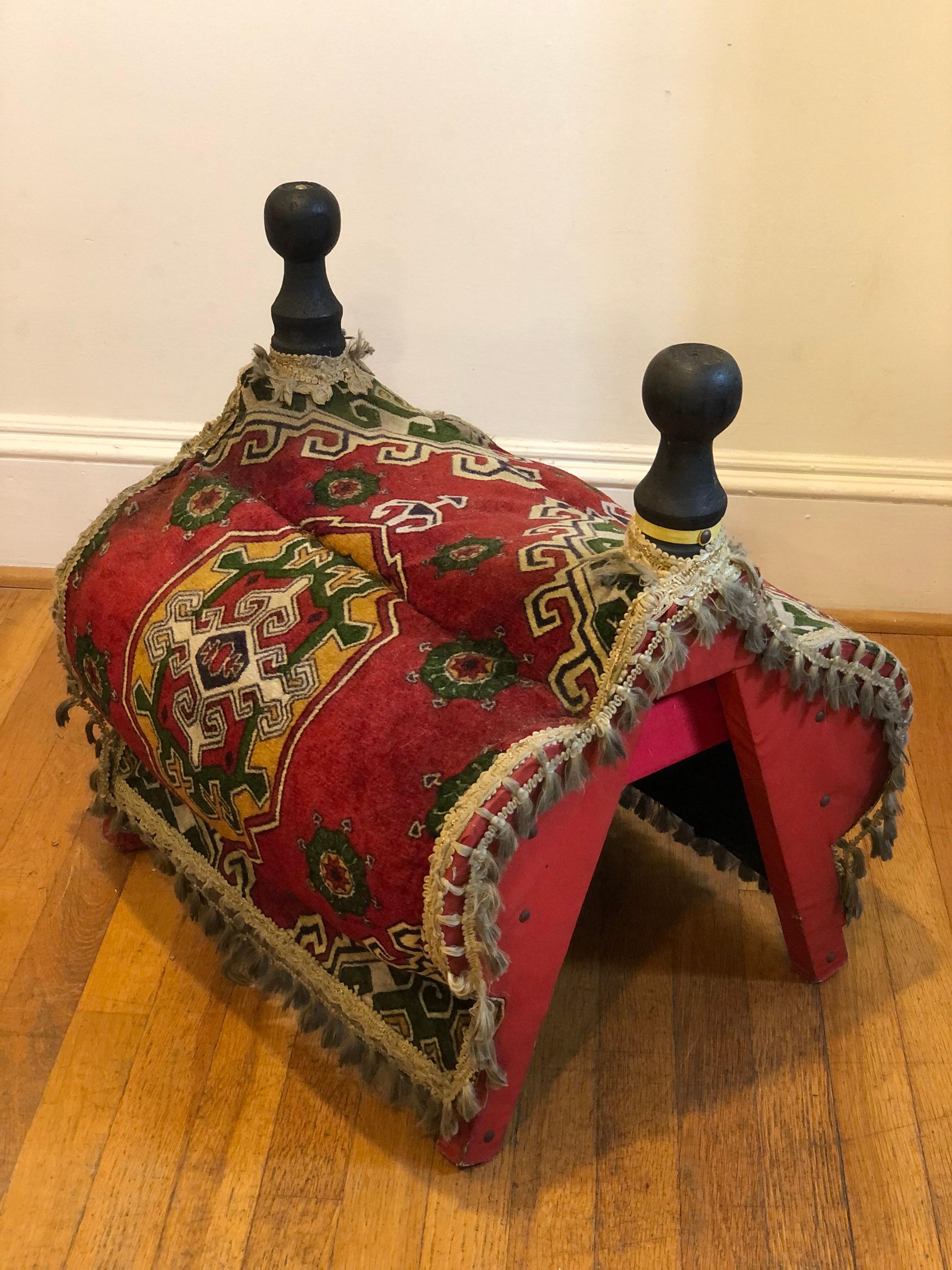Rare Elaborate Traditional Wool Turkish Camel Saddle  In Fair Condition In Los Angeles, CA