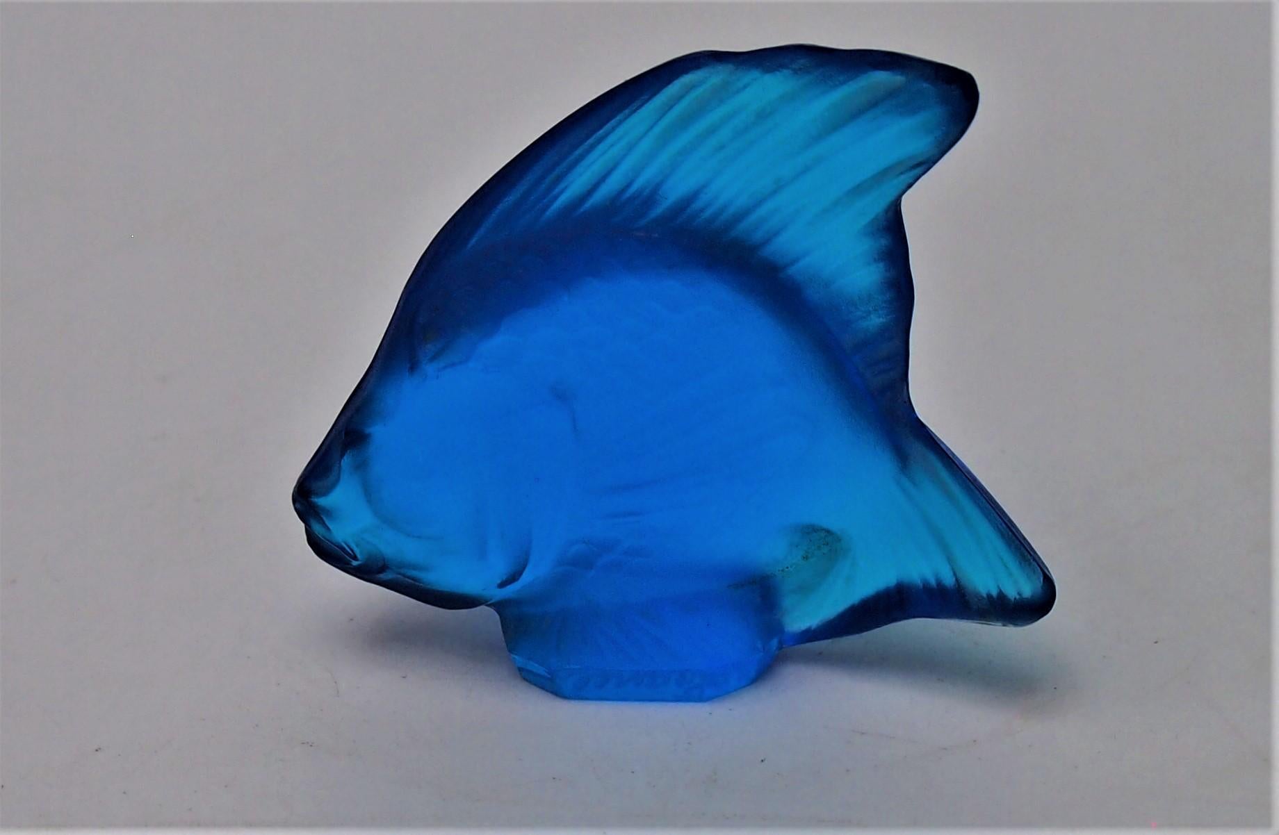 Super rare Rene Lalique Electric Blue glass Poisson Cachet first designed 1913 -This example is from the early 1920s. One of the most famous pieces designed and produced by Rene Lalique -and still in production until recently - However the very