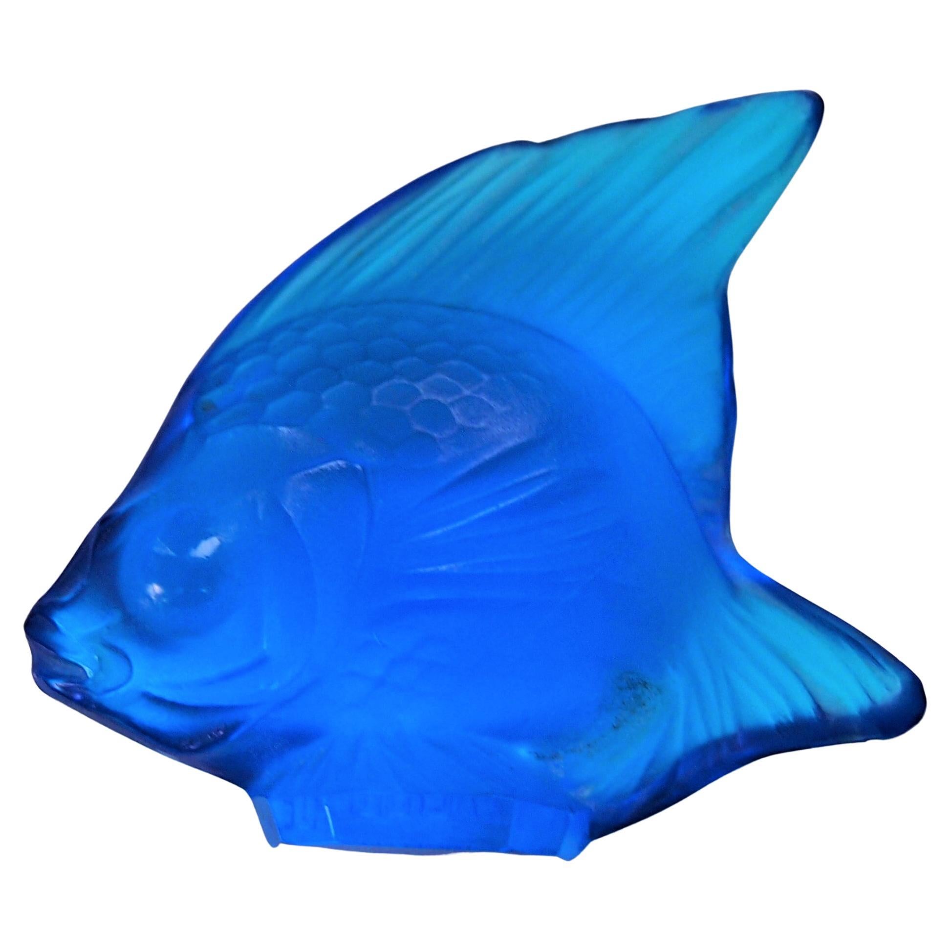 Raro blu elettrico  Rene Lalique Poisson Cachet Originale degli anni '20