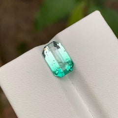 Rare Electric Bluish Green & White Bicolor Tourmaline Gemstone, 2.64 Ct for Ring
