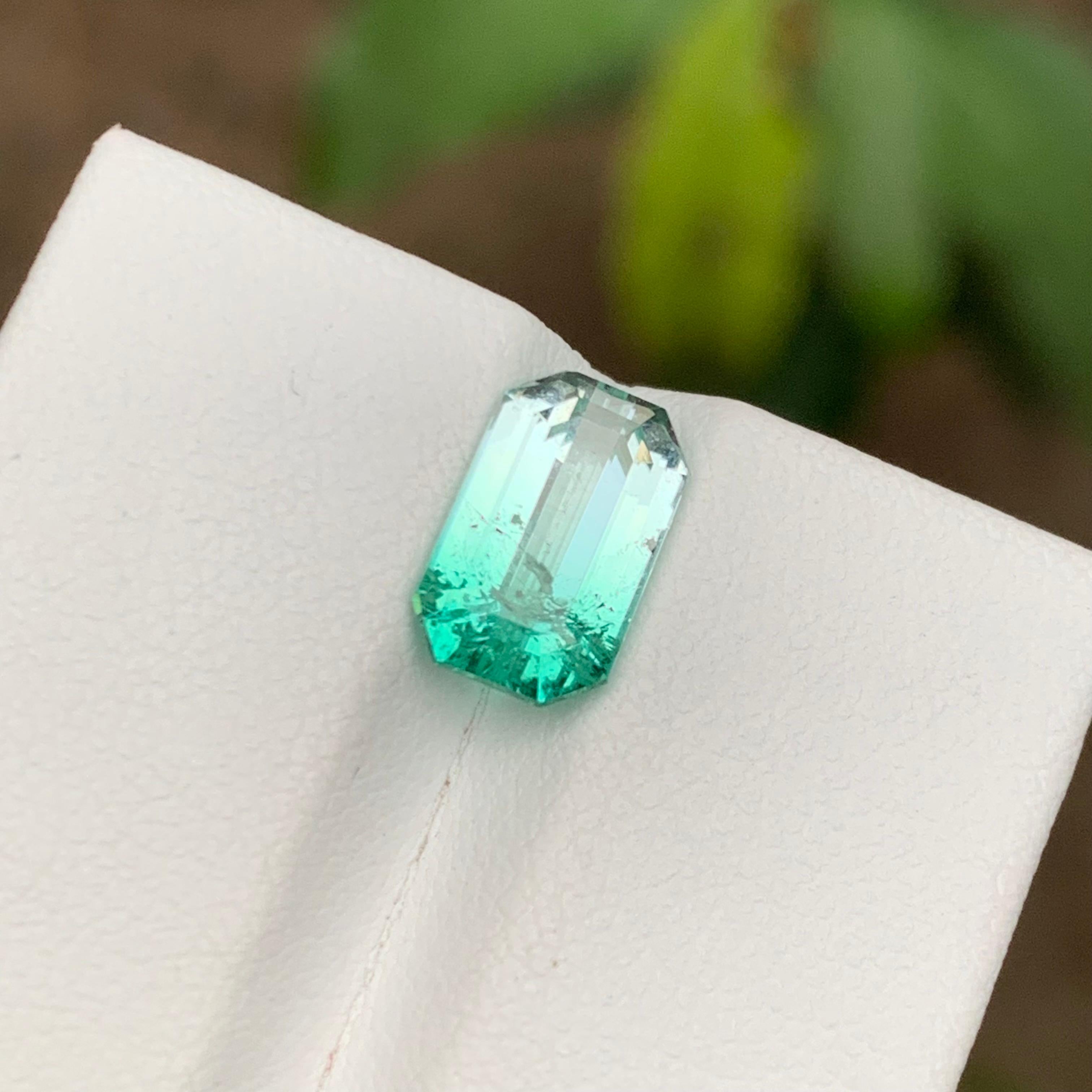Rare Electric Bluish Green & White Bicolor Tourmaline Gemstone, 2.64 Ct for Ring In New Condition For Sale In Peshawar, PK