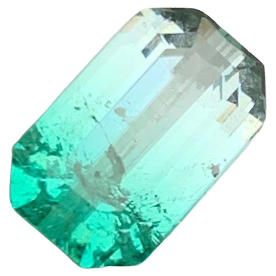 Rare Electric Bluish Green & White Bicolor Tourmaline Gemstone, 2.64 Ct for Ring For Sale