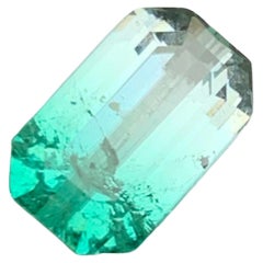 Rare Electric Bluish Green & White Bicolor Tourmaline Gemstone, 2.64 Ct for Ring