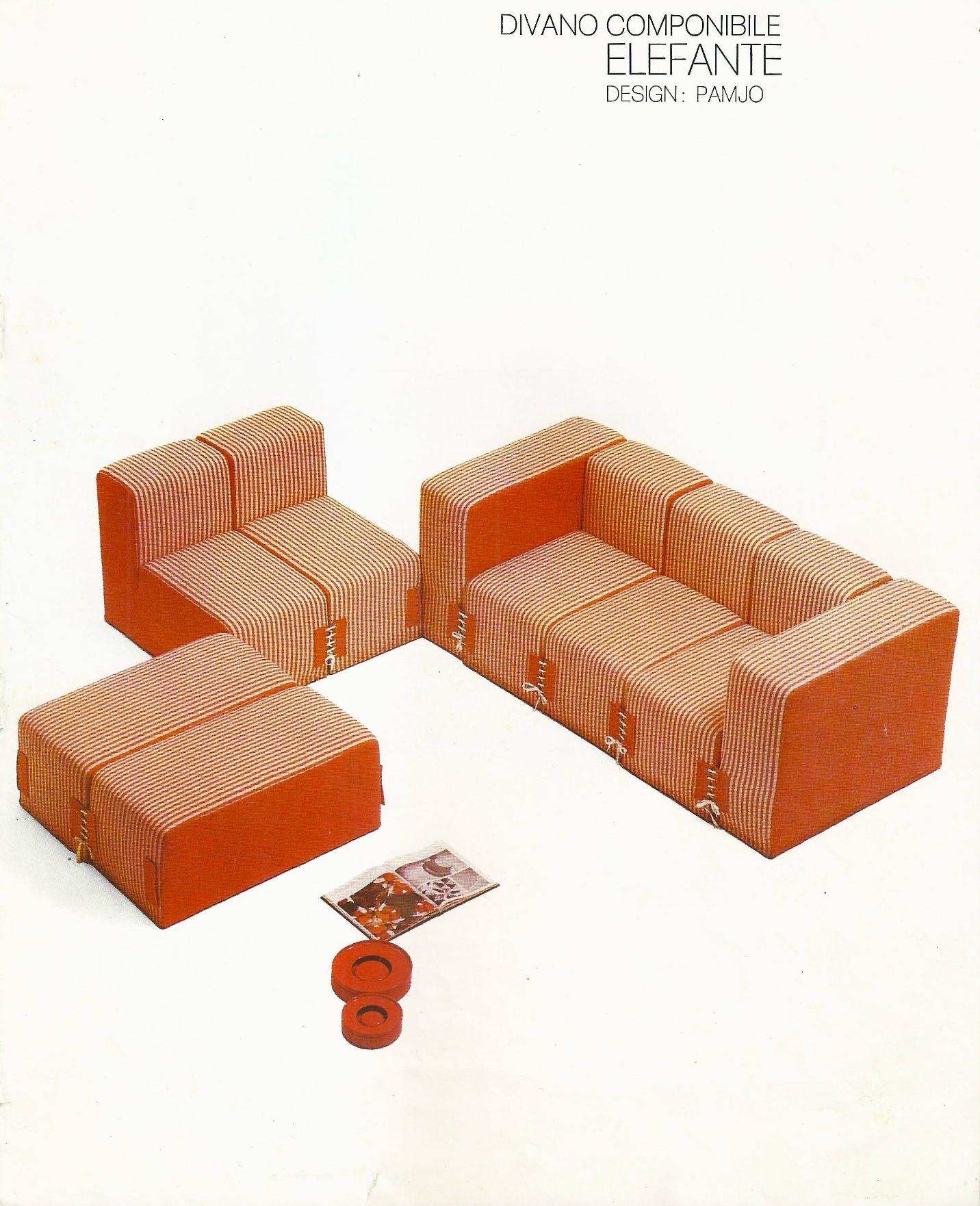 Seltene modulare Sofas „Elefante“ von Roberto Pamio für Stilwood, 1973 (Stoff) im Angebot
