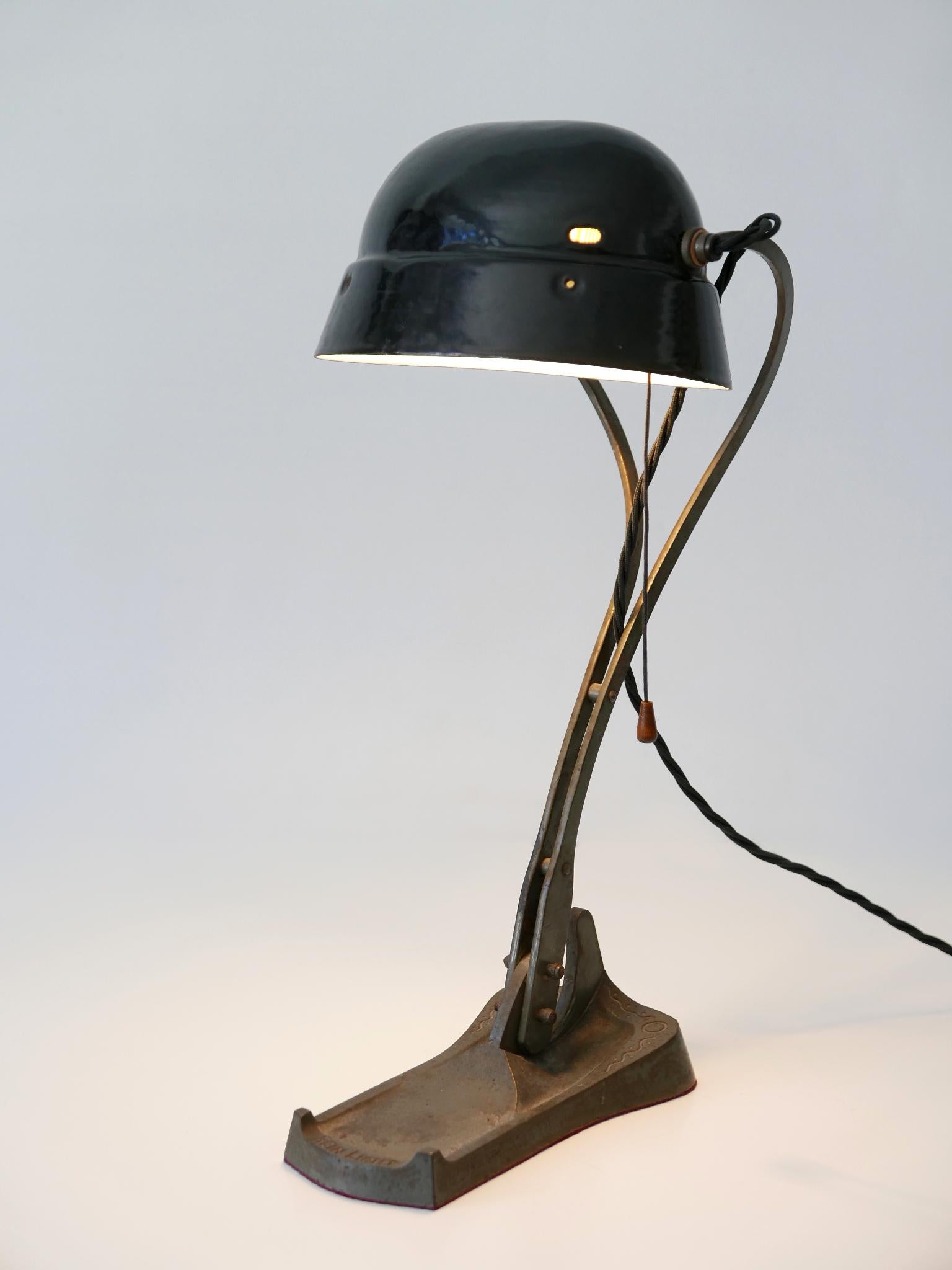 Enameled Rare & Elegant Art Nouveau Desk Light or Table Lamp 'Rein Licht' 1910s Germany For Sale