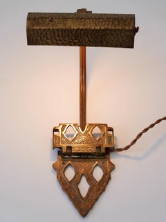 Rare & Elegant Art Nouveau Hammered Brass Sconce or Wall Lamp Germany 1900s