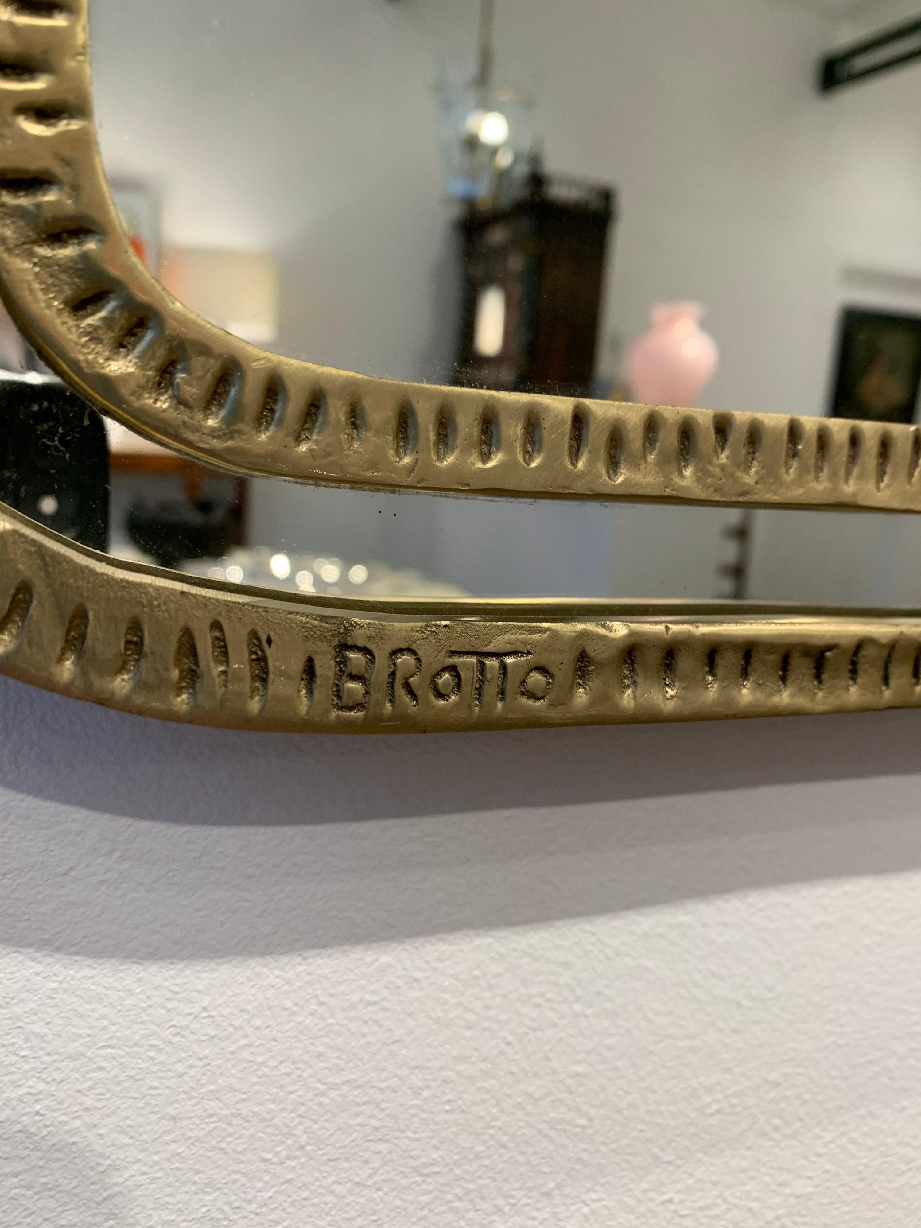 Late 20th Century Rare Elegant Brass Mirror by Angelo Brotto
