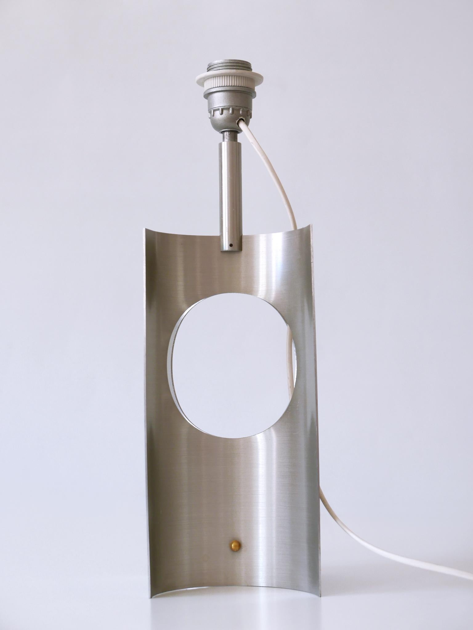 Rare & Elegant Mid Century Modern Brushed Aluminum Table Lamp France 1970s For Sale 6