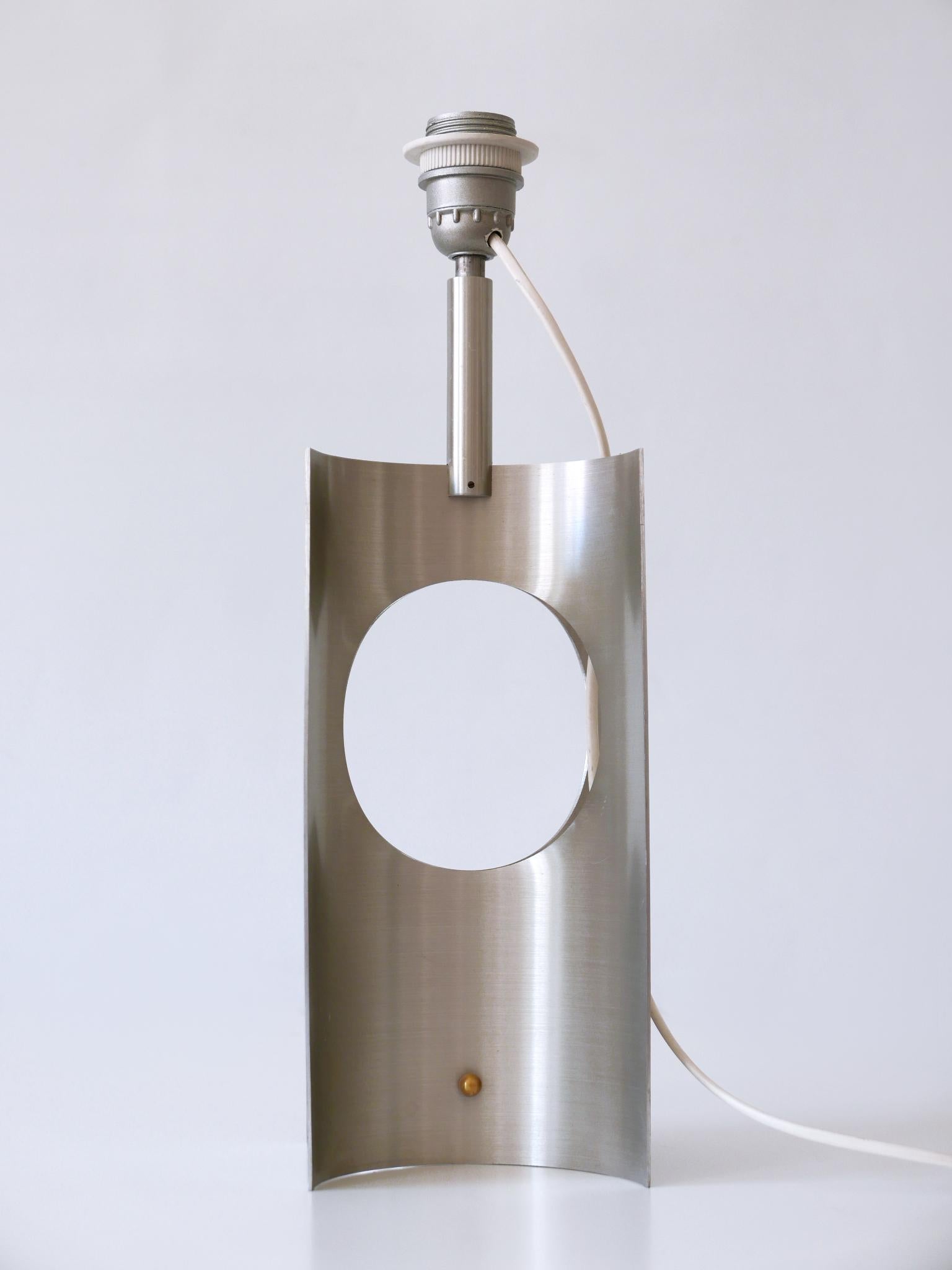 Rare & Elegant Mid Century Modern Brushed Aluminum Table Lamp France 1970s For Sale 7