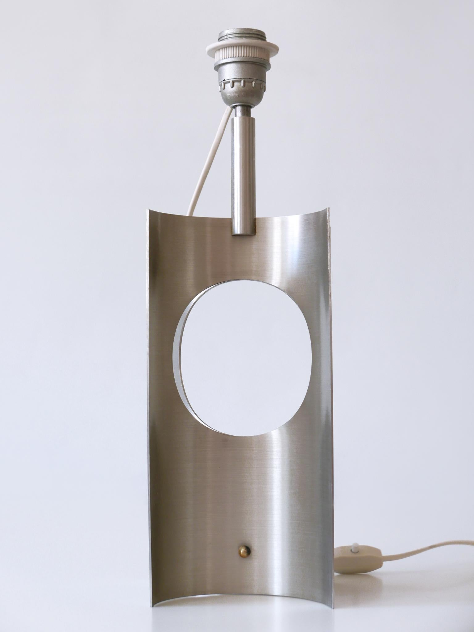 Rare & Elegant Mid Century Modern Brushed Aluminum Table Lamp France 1970s For Sale 8