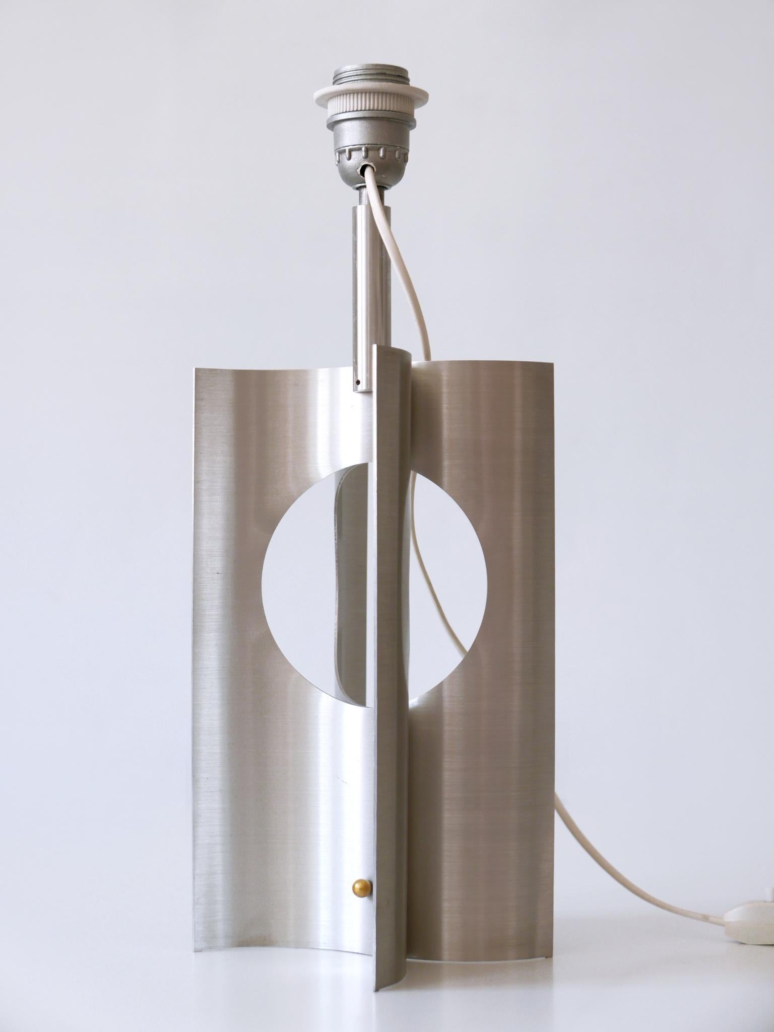 Rare & Elegant Mid Century Modern Brushed Aluminum Table Lamp France 1970s For Sale 9